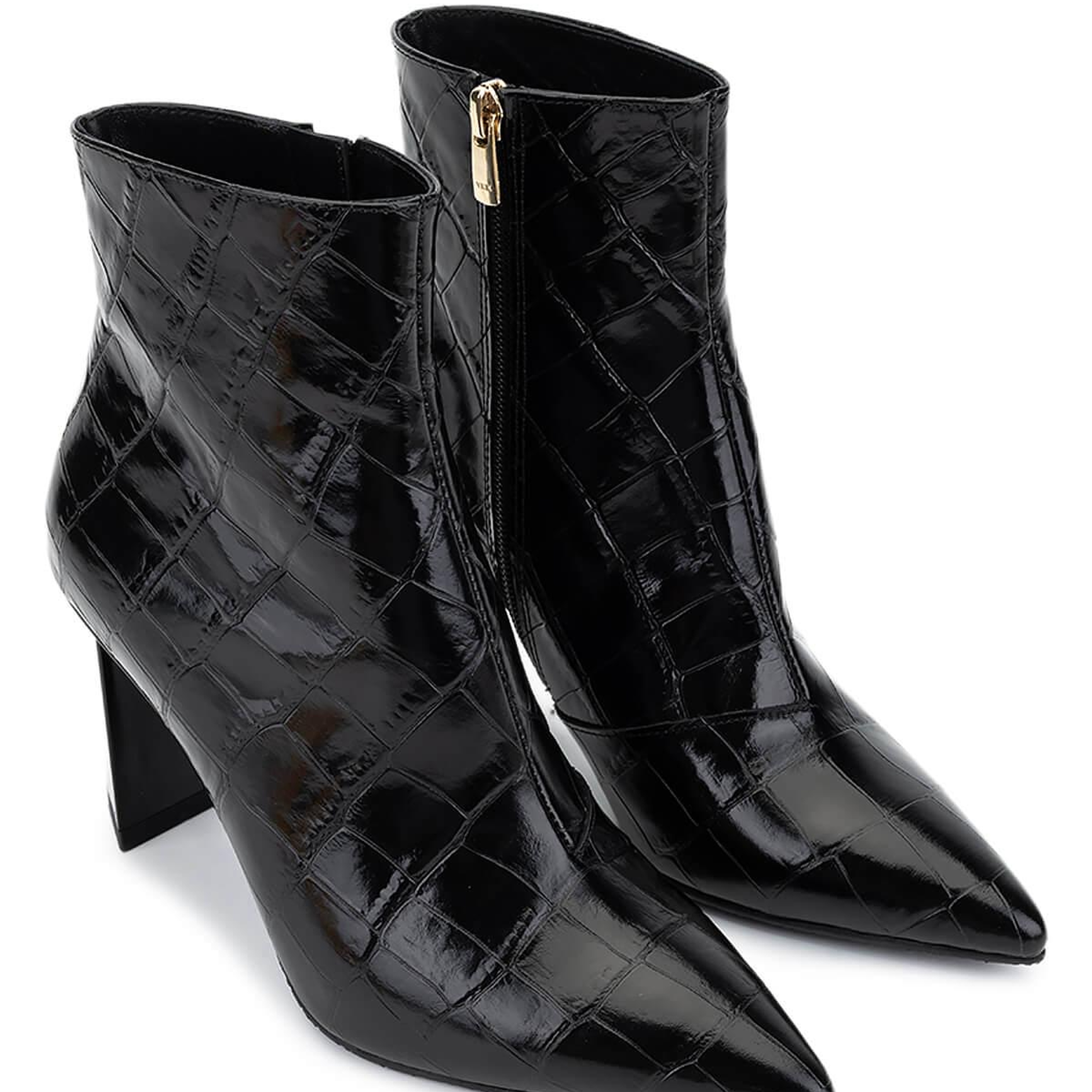 Tamer Tanca Kadın Hakiki Deri Siyah Kroko Topuklu Bot