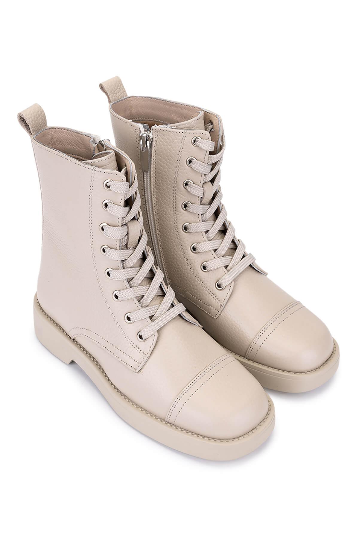 Tamer Tanca Kadın Hakiki Deri Bej Floter Casual Bot