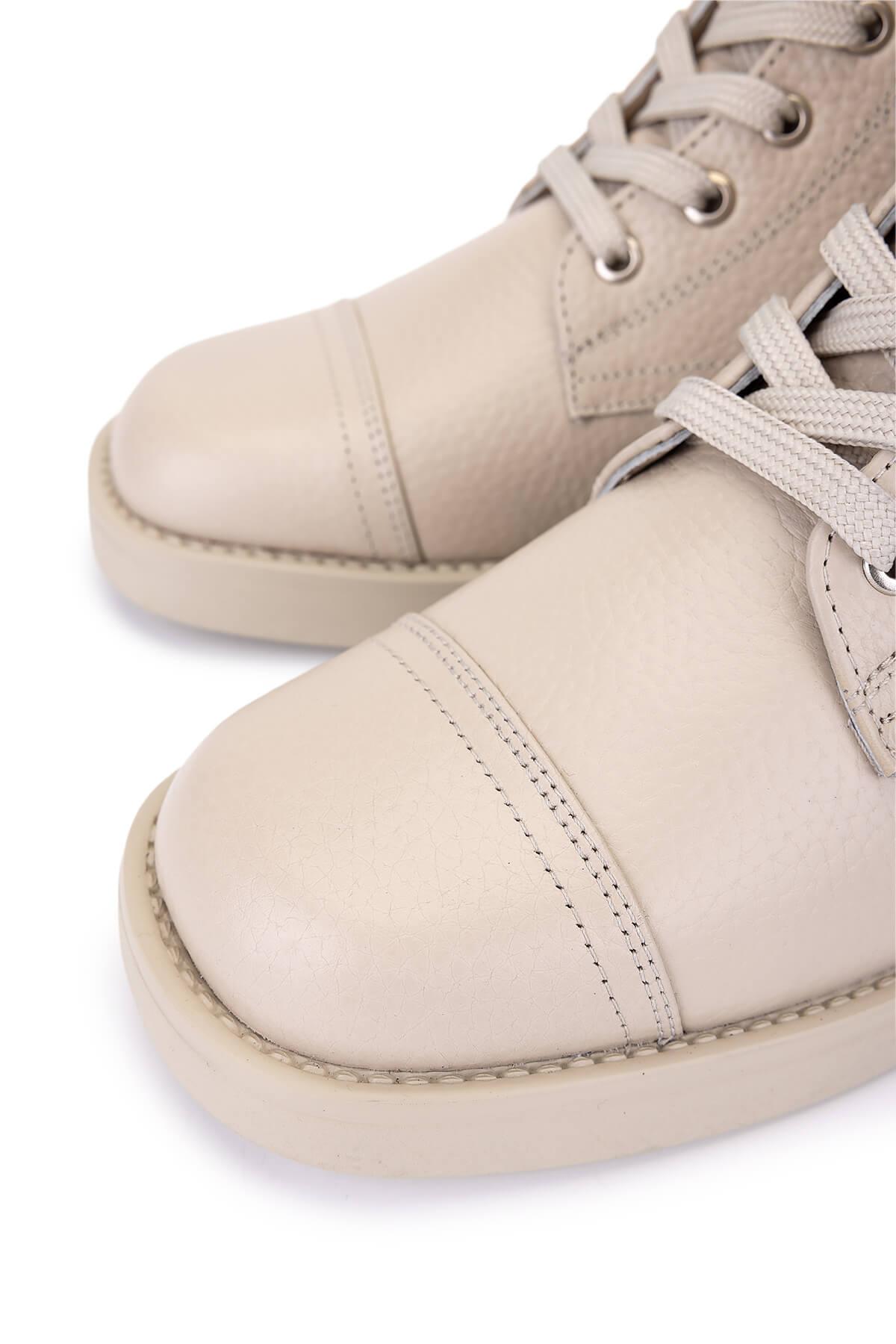 Tamer Tanca Kadın Hakiki Deri Bej Floter Casual Bot