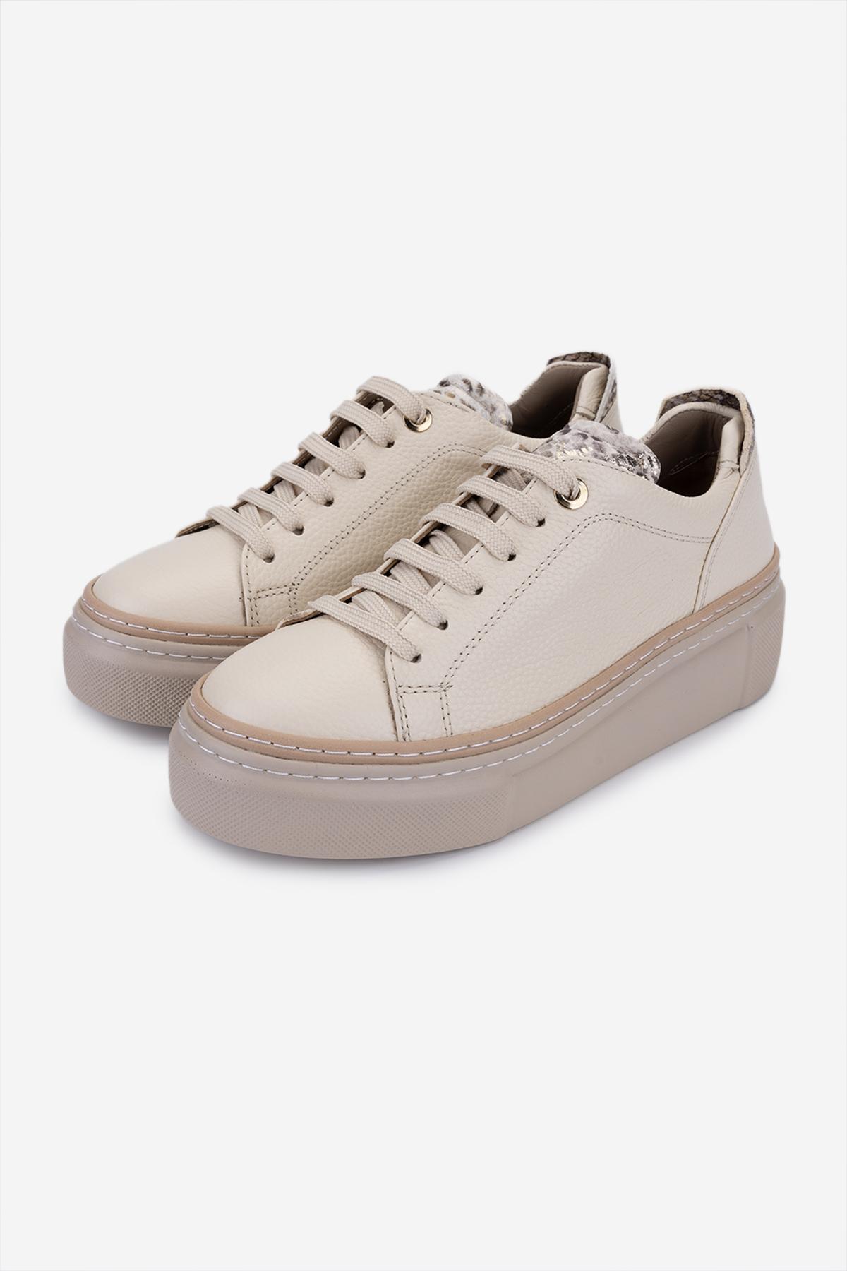 Valmenti Kadın Hakiki Deri Bej Floter Sneakers & Spor Ayakkabı