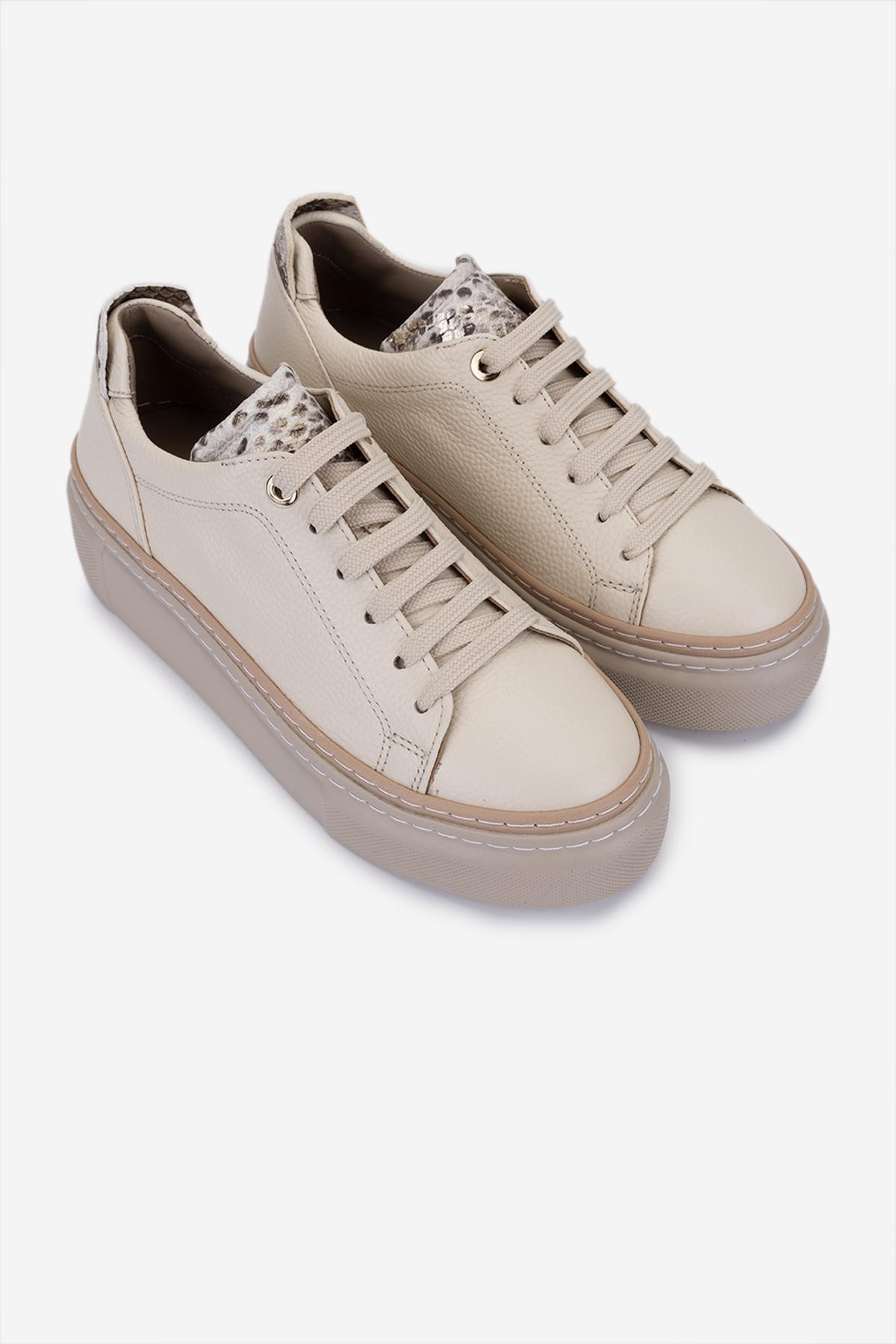 Valmenti Kadın Hakiki Deri Bej Floter Sneakers & Spor Ayakkabı