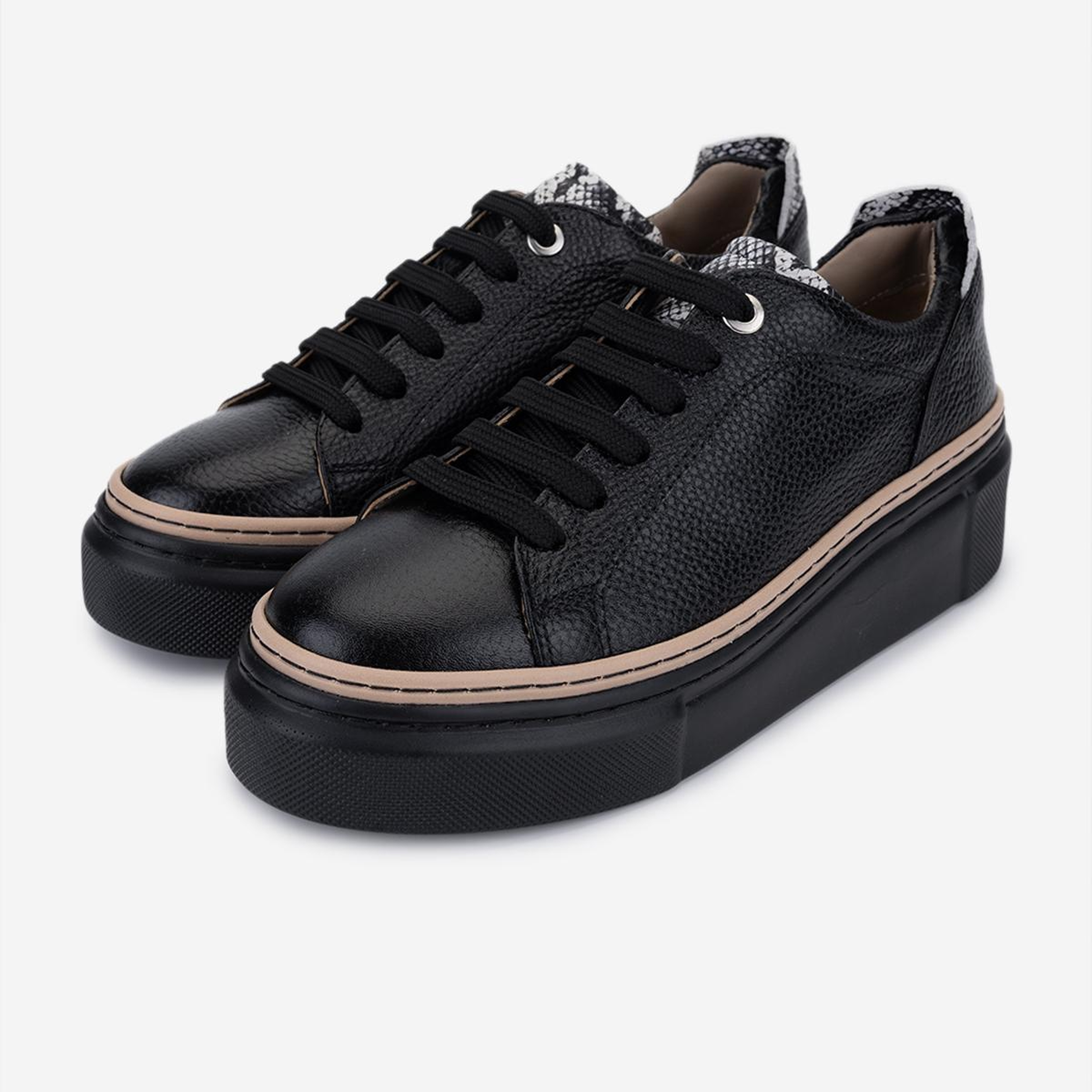 Valmenti Kadın Hakiki Deri Siyah Floter Sneakers & Spor Ayakkabı