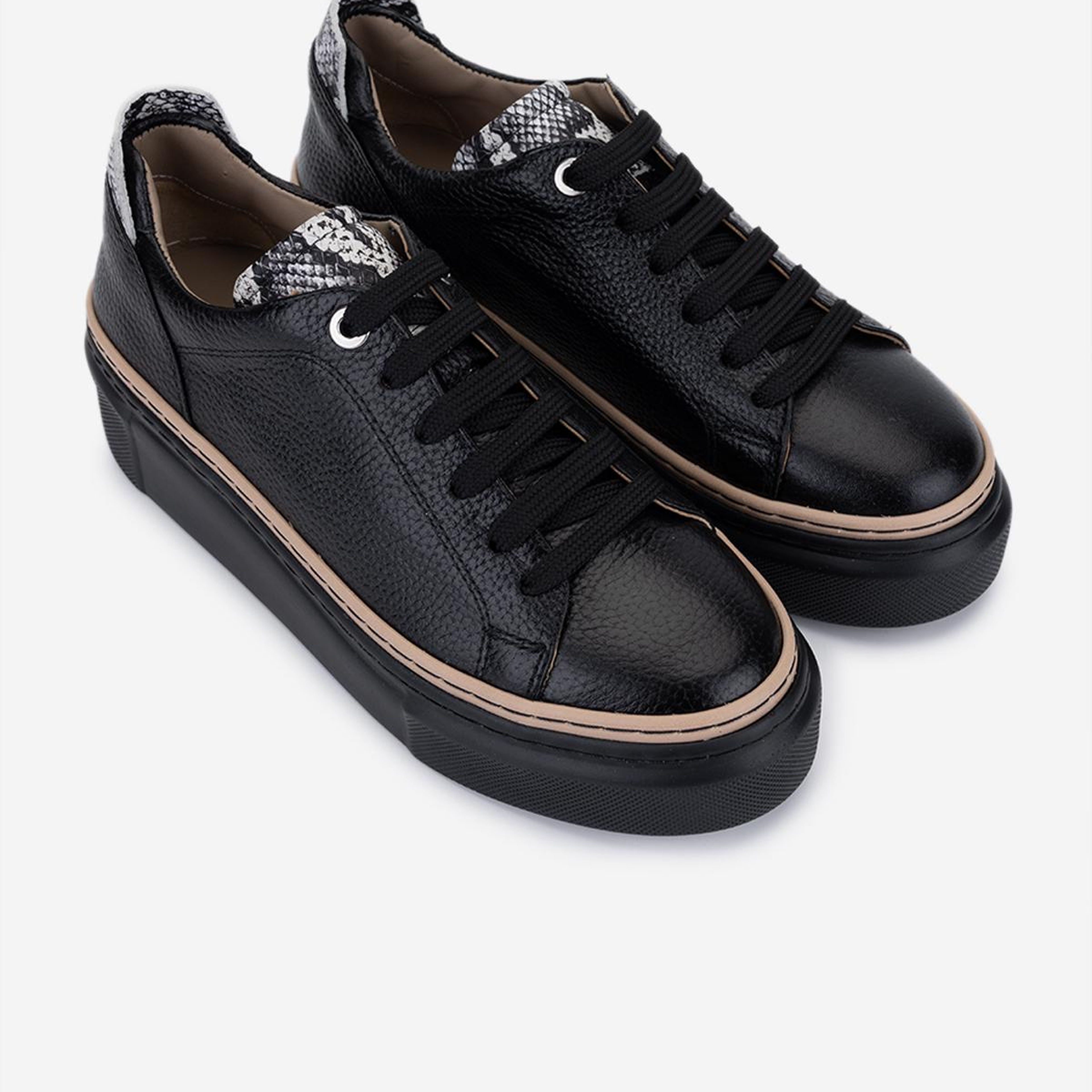 Valmenti Kadın Hakiki Deri Siyah Floter Sneakers & Spor Ayakkabı