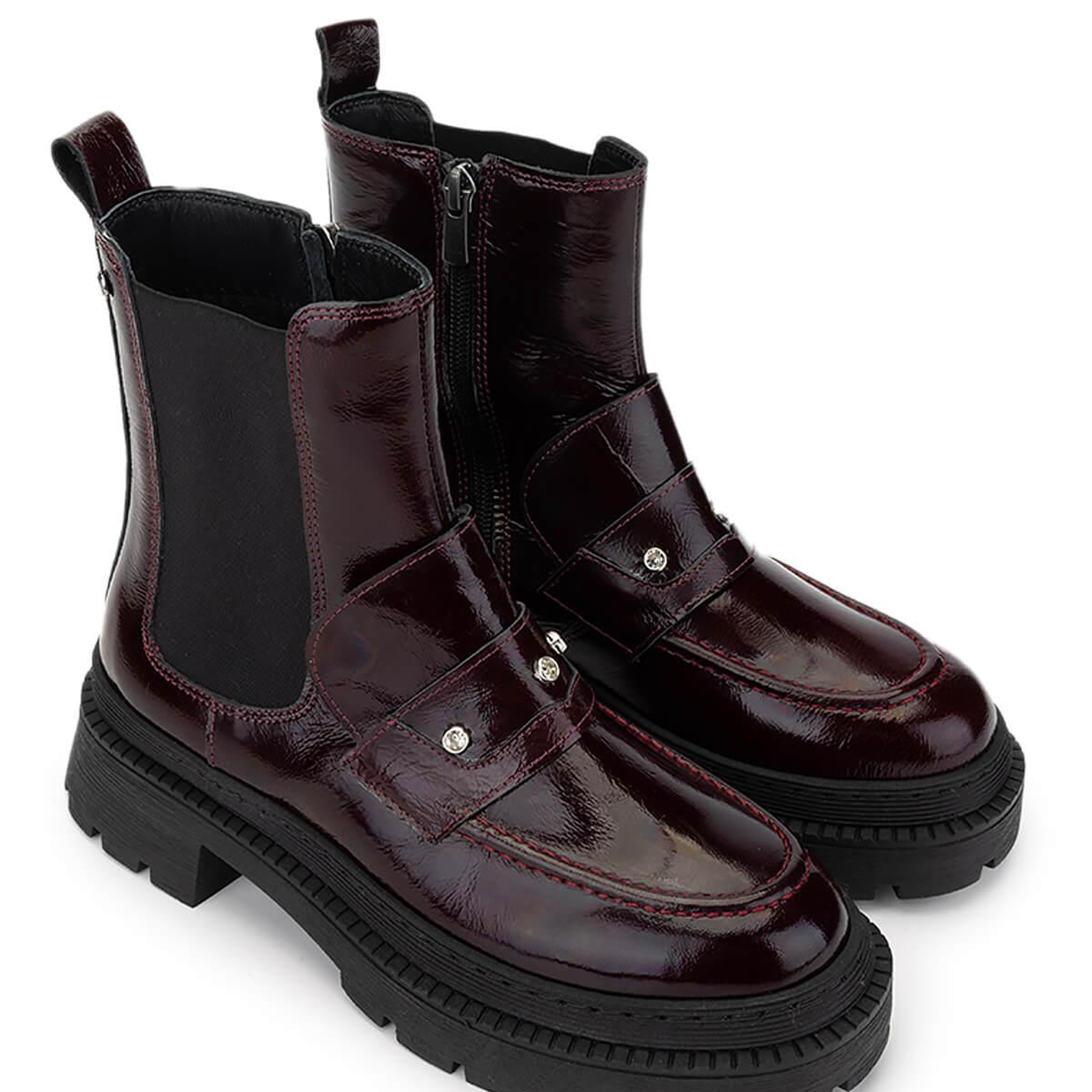 Tamer Tanca Kadın Hakiki Deri Bordo Rugan Casual Bot