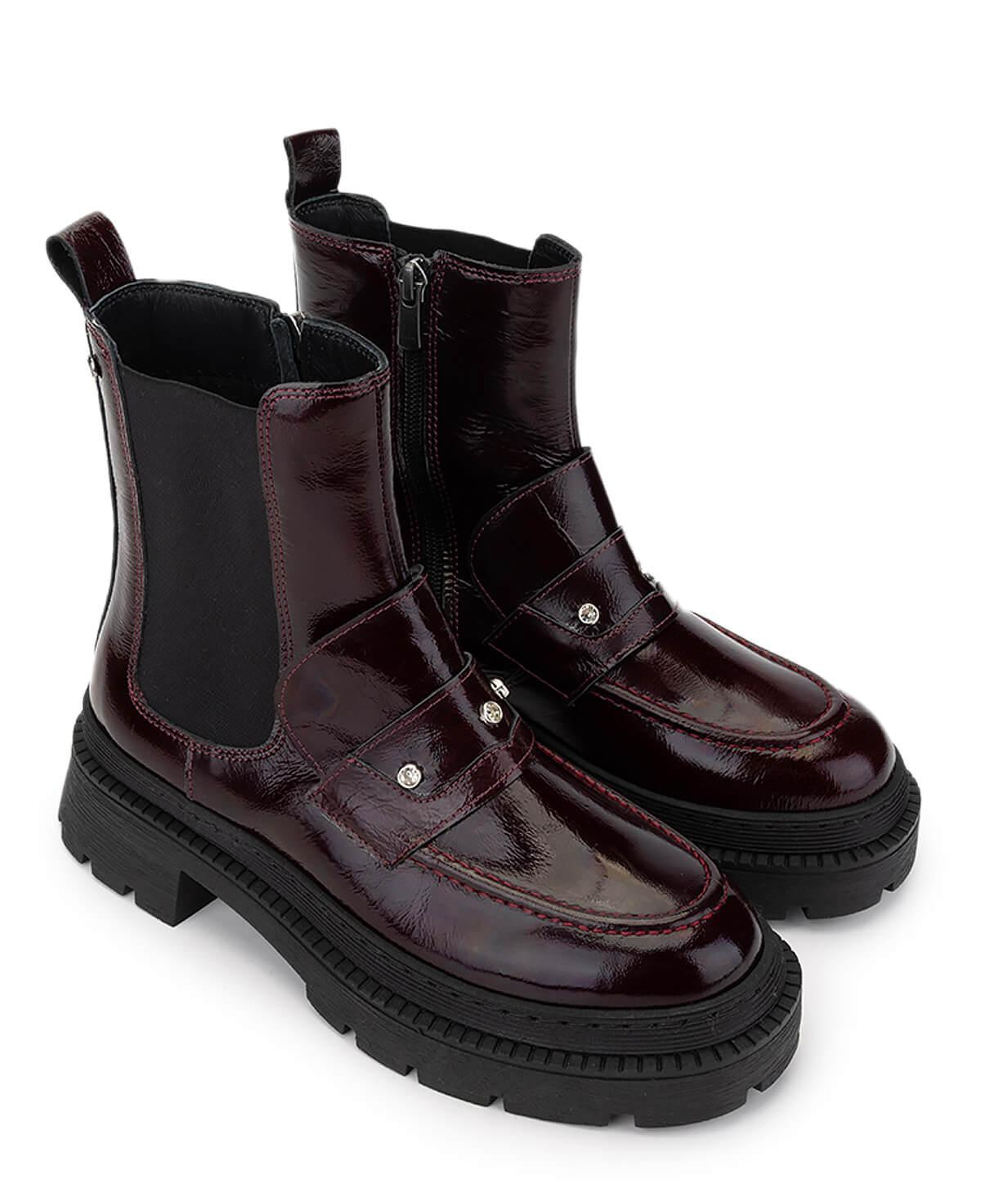 Tamer Tanca Kadın Hakiki Deri Bordo Rugan Casual Bot