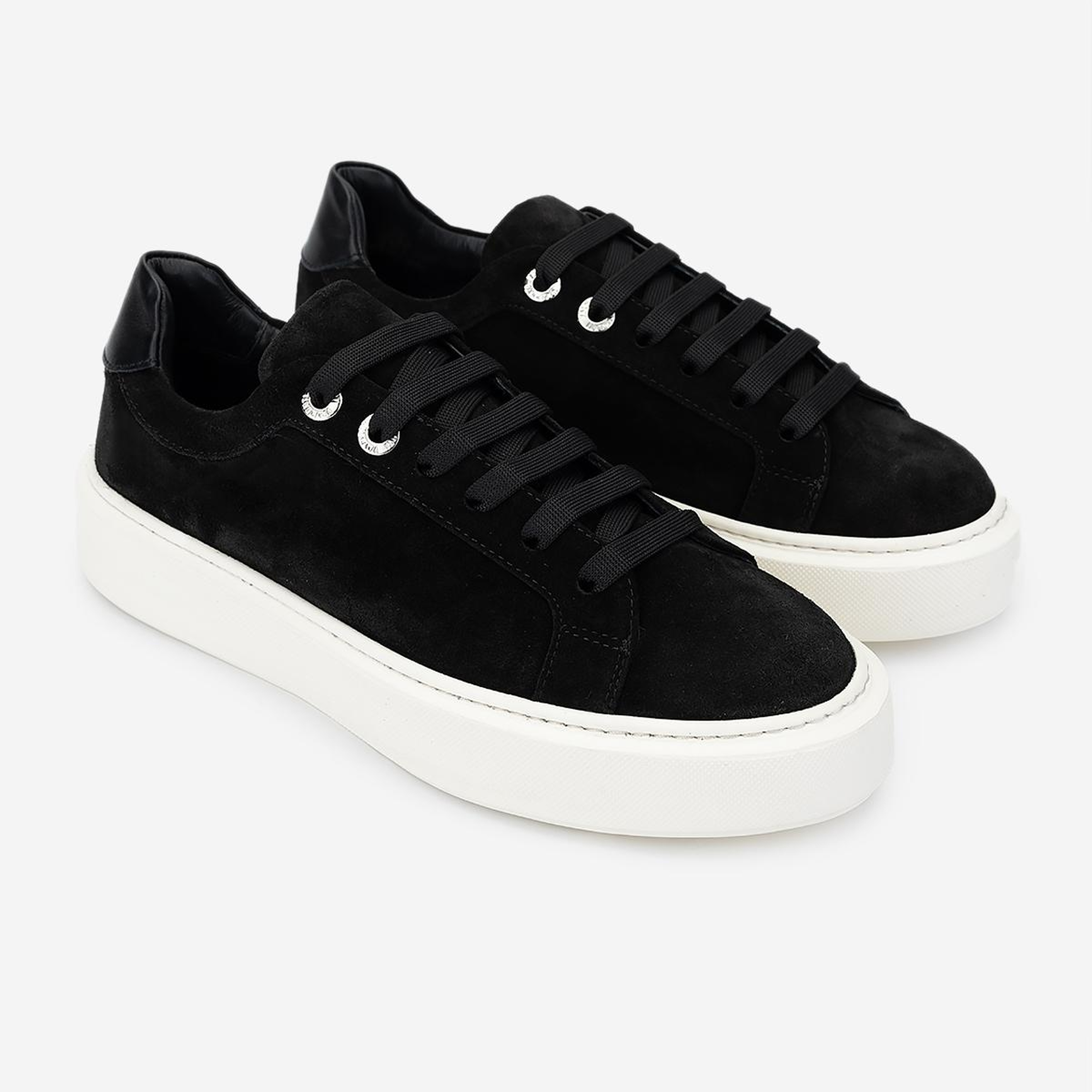 Valmenti Kadın Hakiki Deri Siyah Süet Sneakers & Spor Ayakkabı