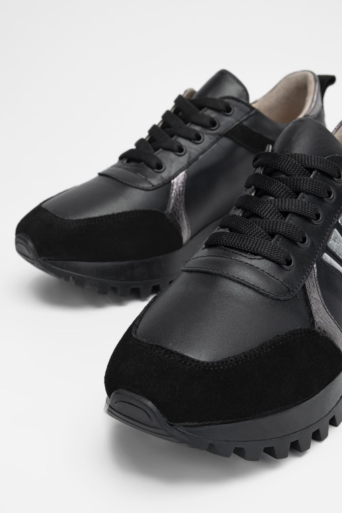 Valmenti Kadın Hakiki Deri Siyah Sneakers & Spor Ayakkabı