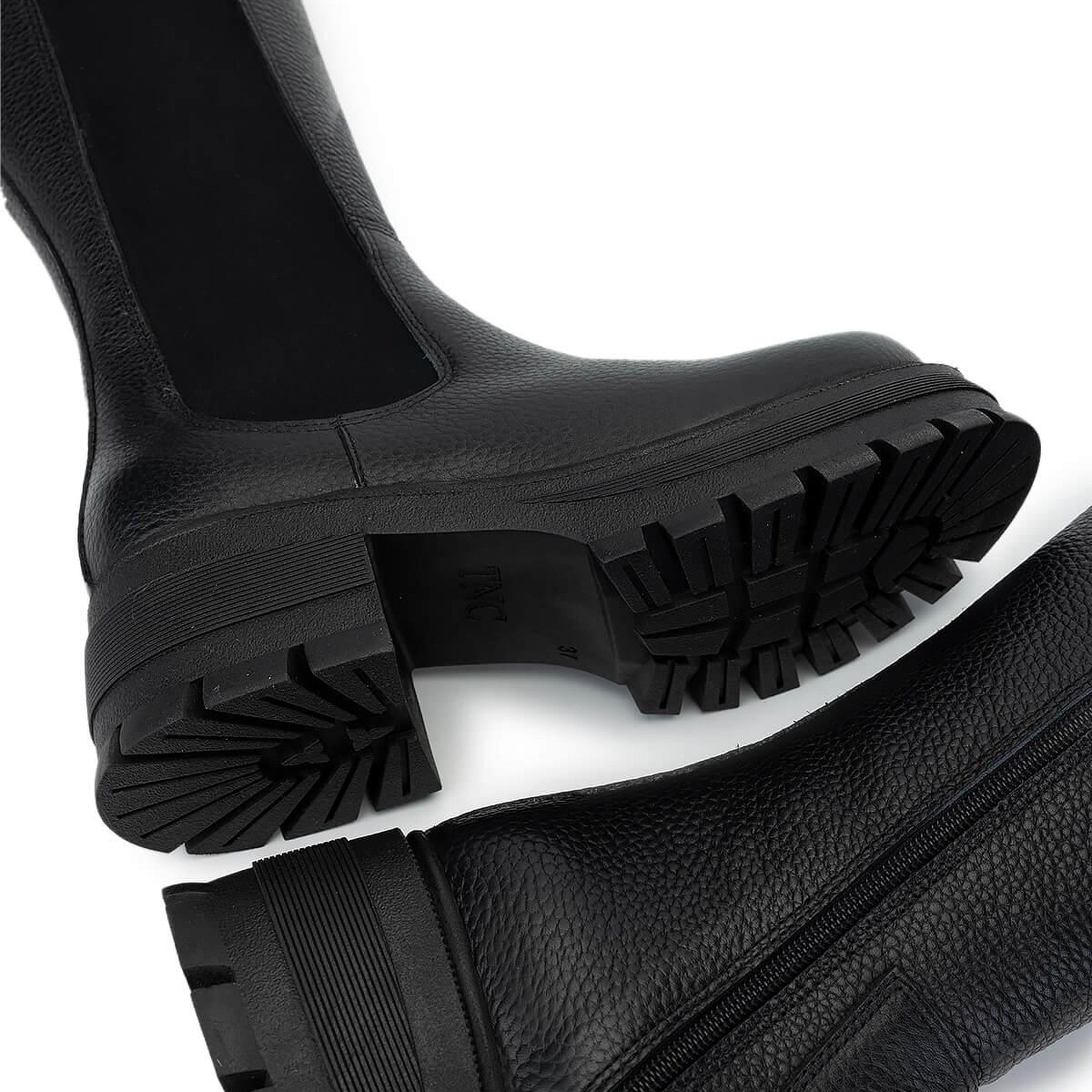 Tamer Tanca Kadın Hakiki Deri Siyah Floter Casual Çizme