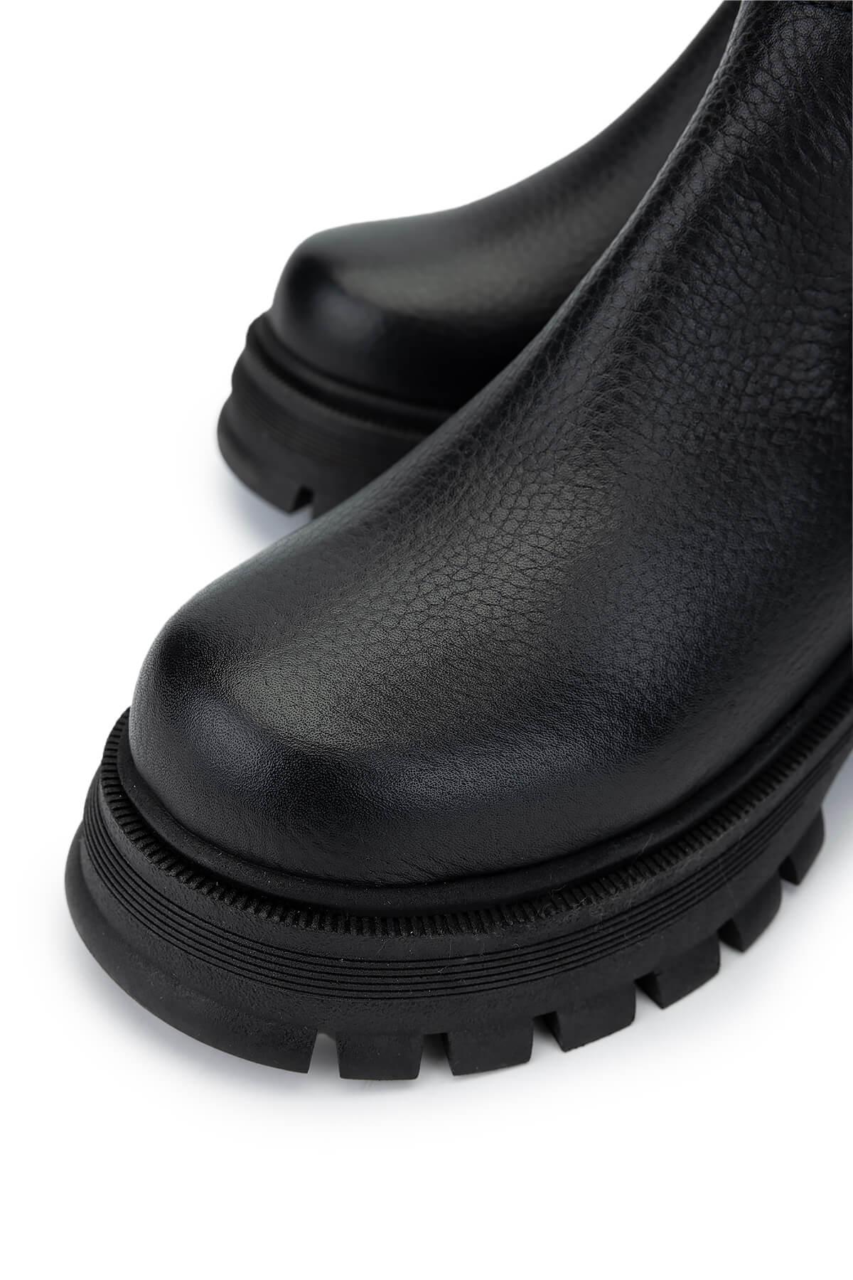 Tamer Tanca Kadın Hakiki Deri Siyah Floter Casual Çizme