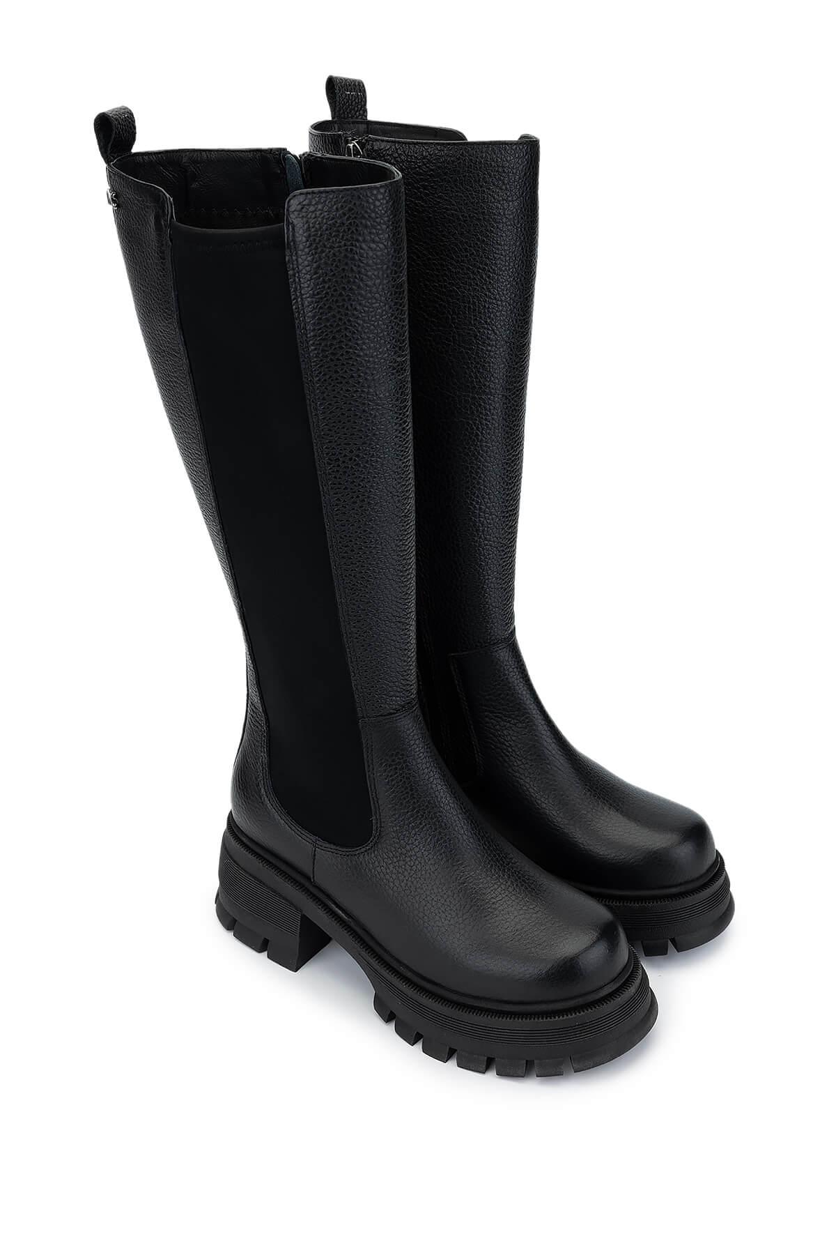 Tamer Tanca Kadın Hakiki Deri Siyah Floter Casual Çizme