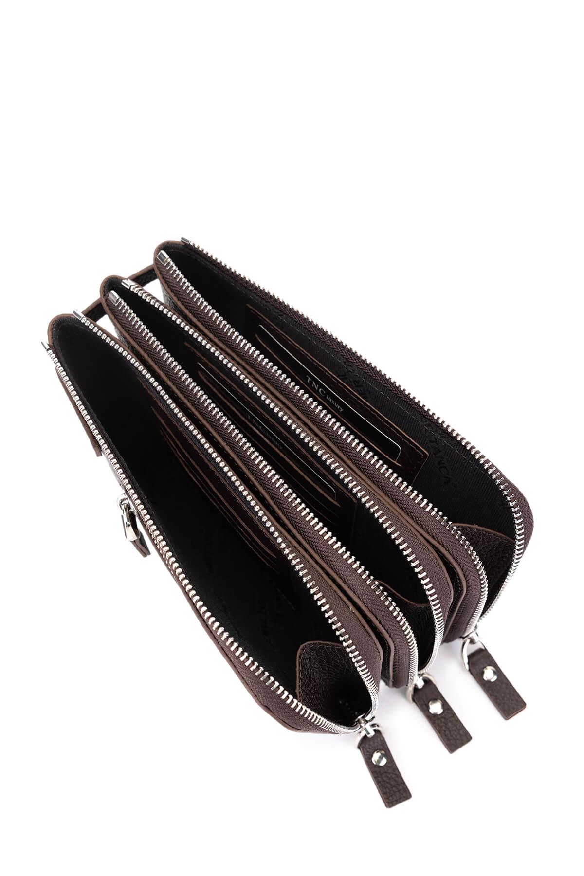 Tamer Tanca Erkek Hakiki Deri Kahverengi El Çantası