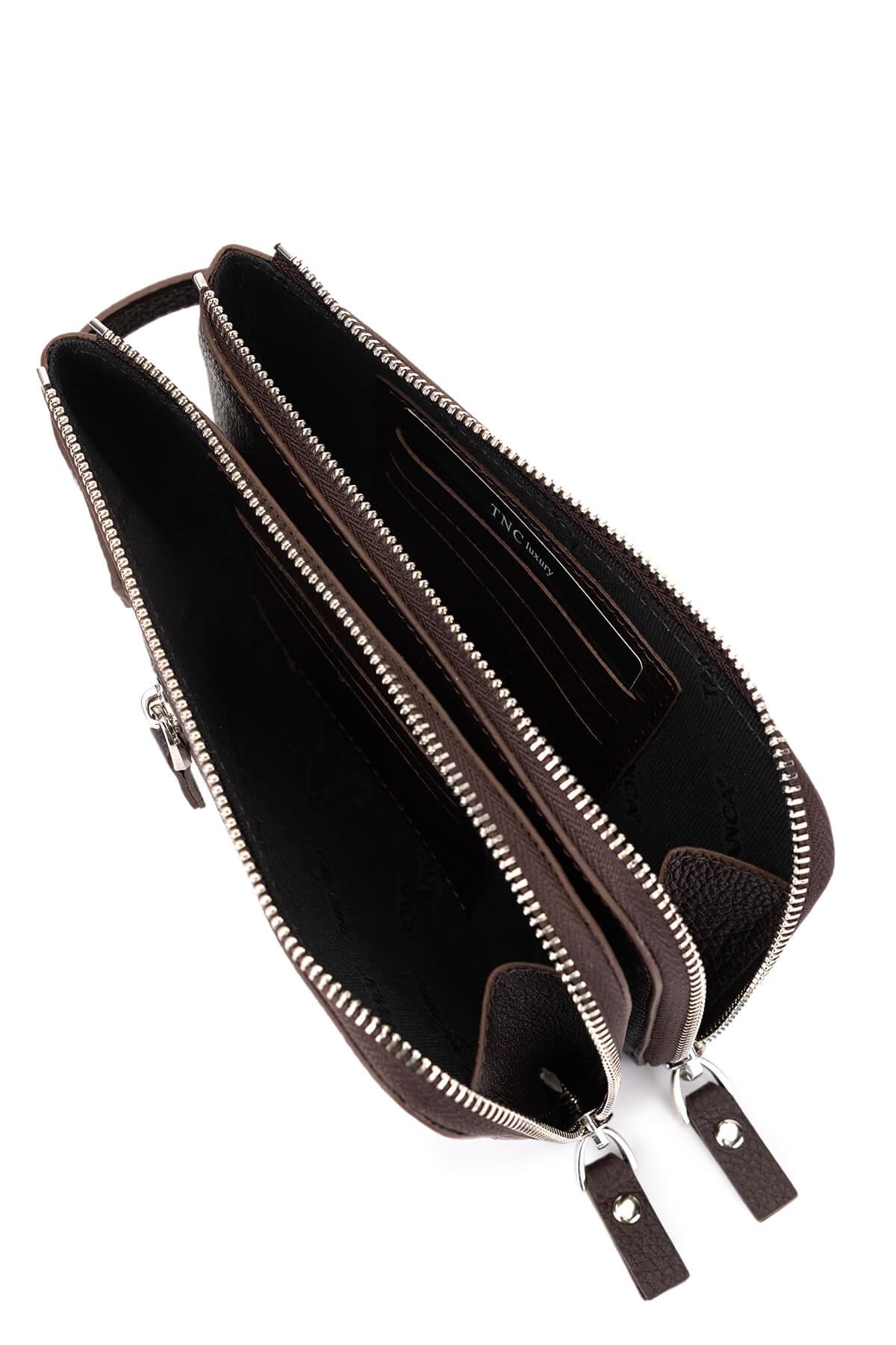 Tamer Tanca Erkek Hakiki Deri Kahverengi El Çantası