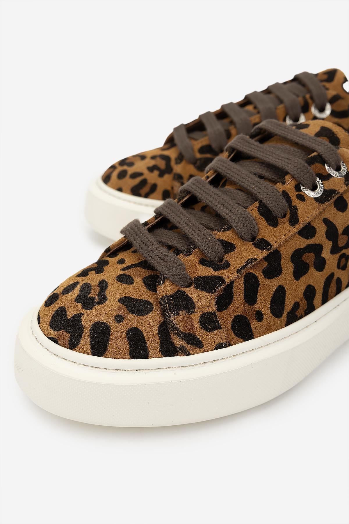 Valmenti Kadın Hakiki Deri Leopar Süet Sneakers & Spor Ayakkabı