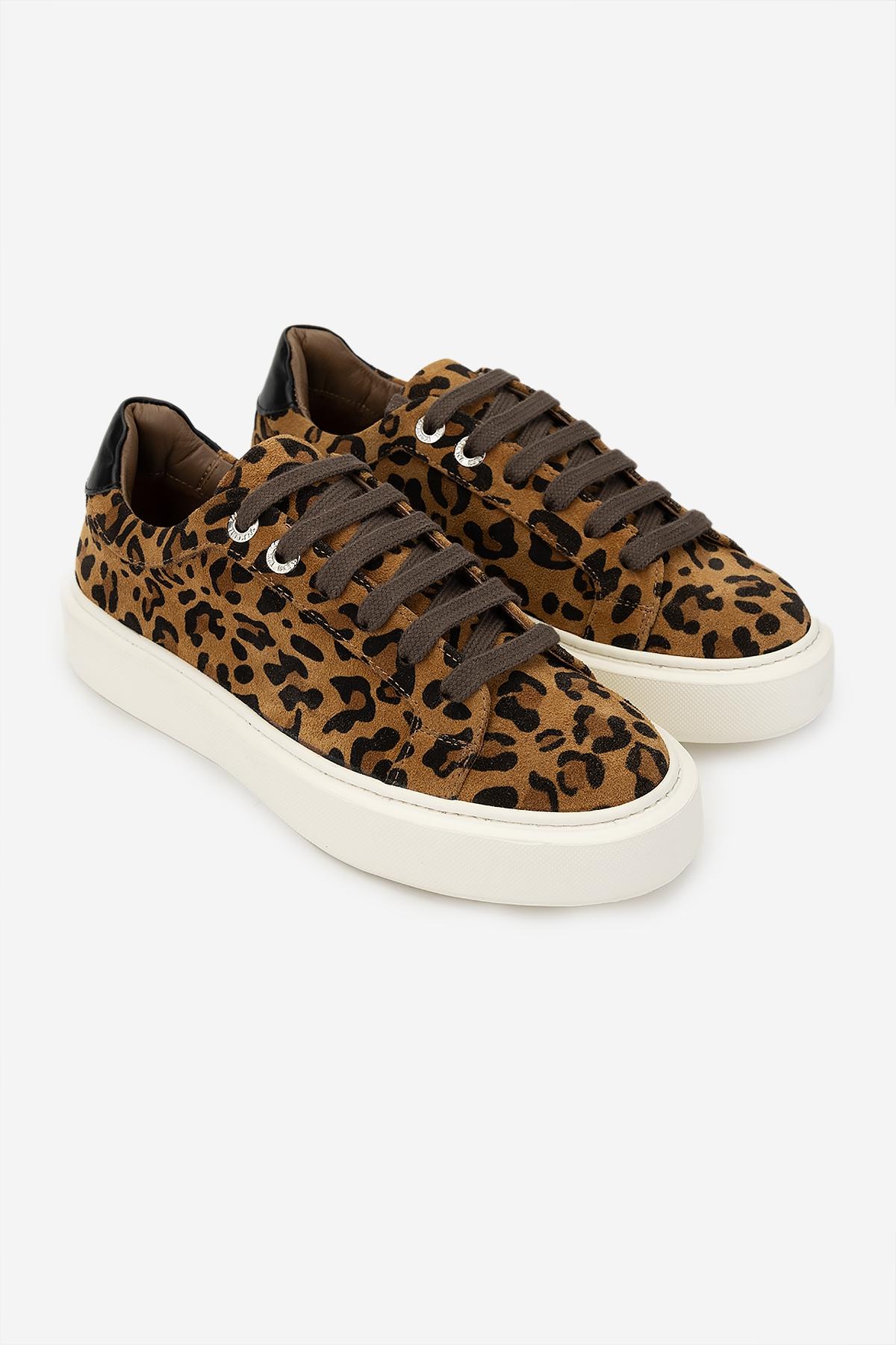 Valmenti Kadın Hakiki Deri Leopar Süet Sneakers & Spor Ayakkabı