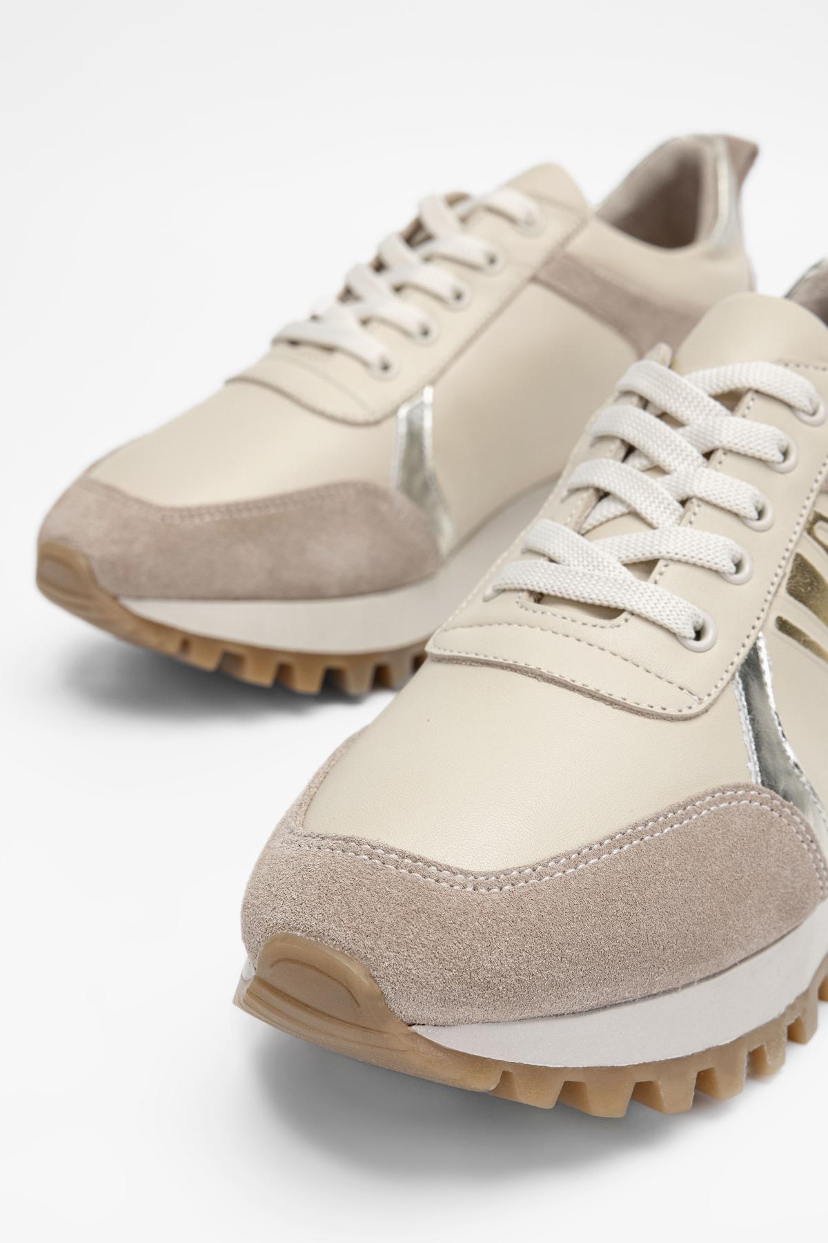 Valmenti Kadın Hakiki Deri Bej Sneakers & Spor Ayakkabı