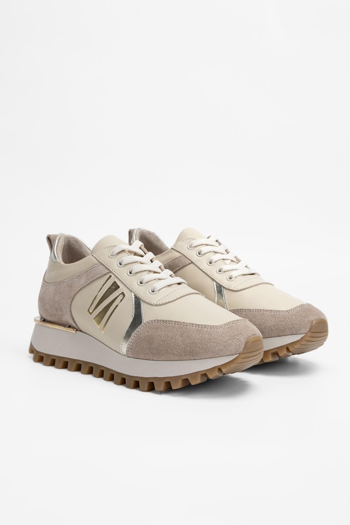 Valmenti Kadın Hakiki Deri Bej Sneakers & Spor Ayakkabı