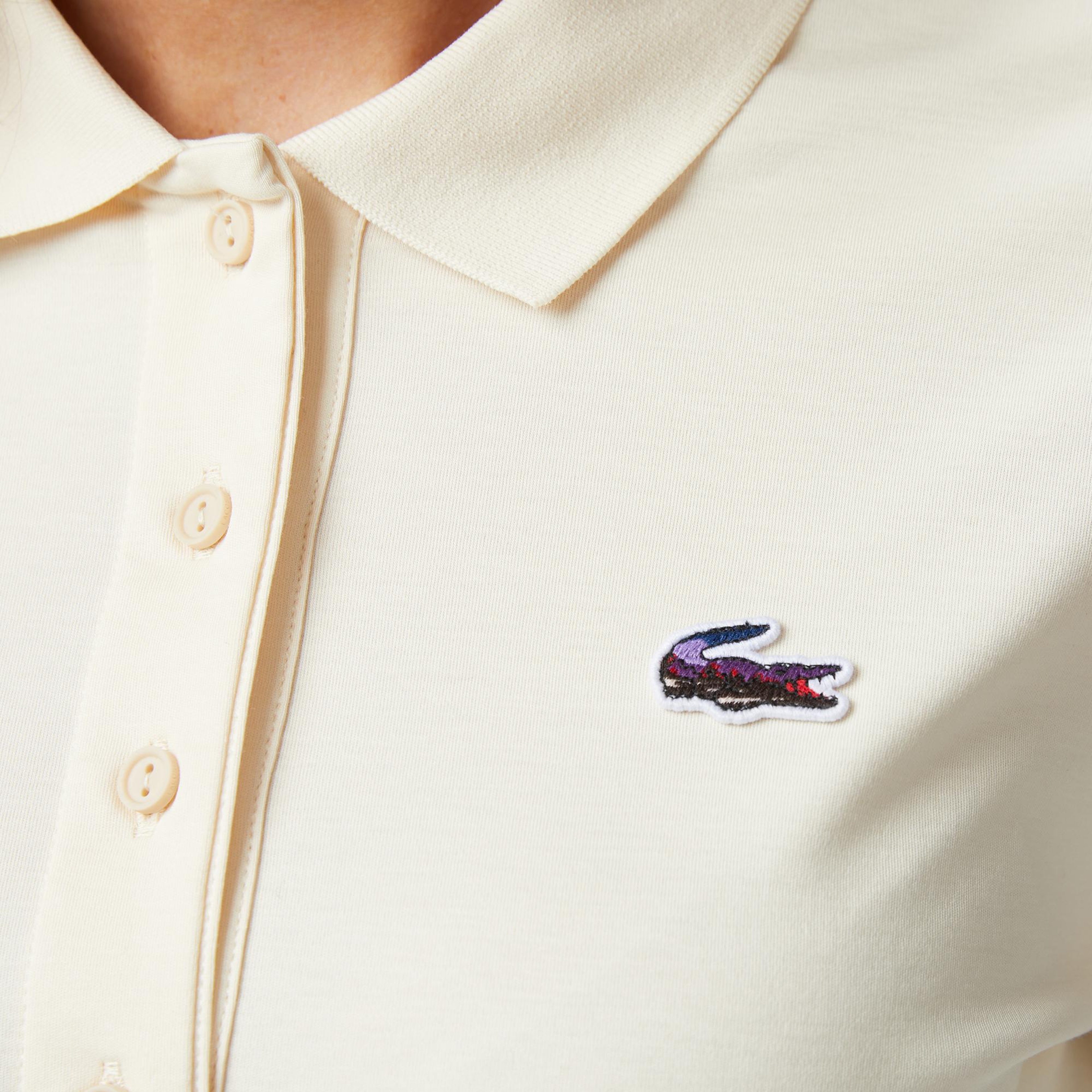 Lacoste Kadın Regular Fit Uzun Kollu Krem Polo