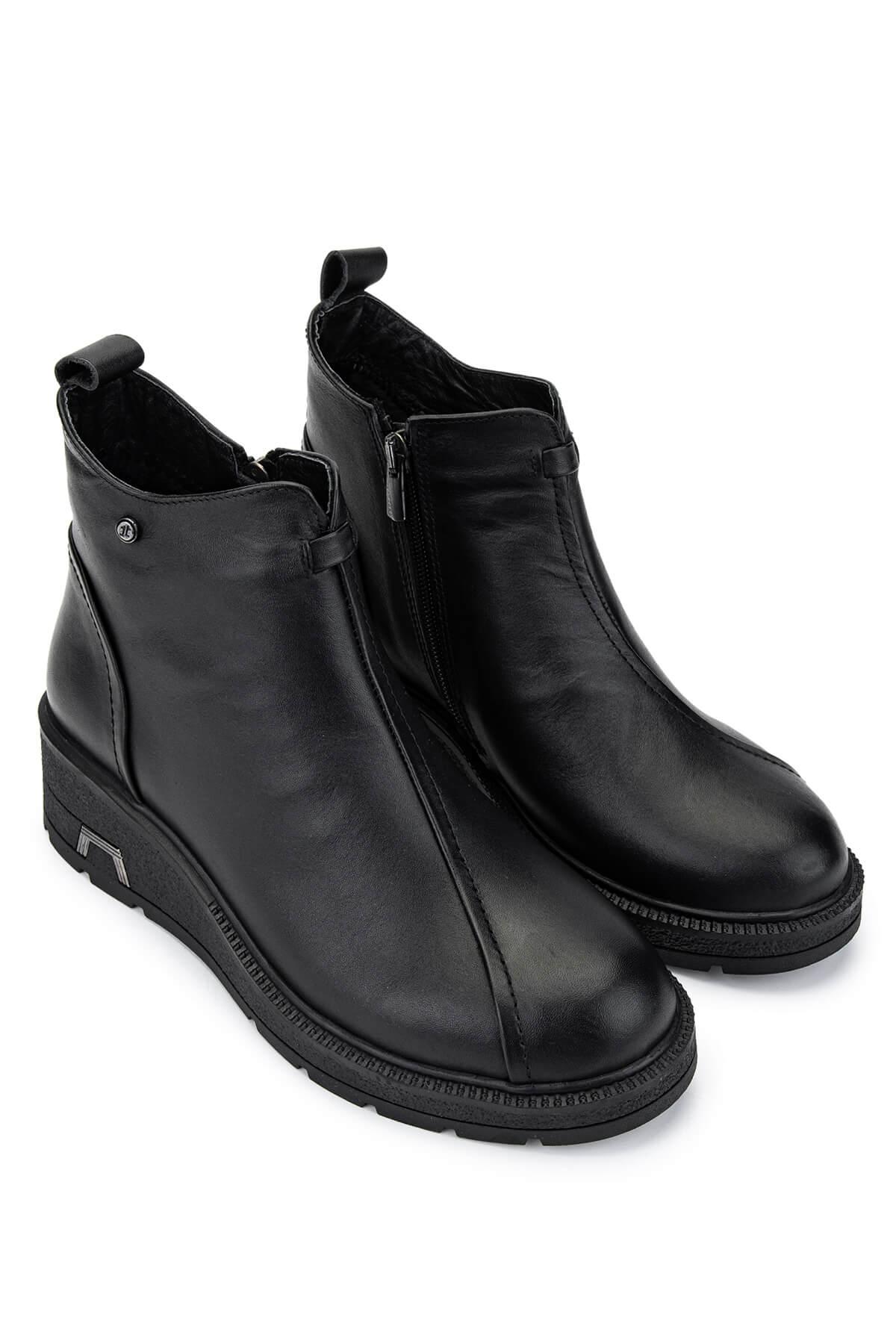 Tamer Tanca Kadın Hakiki Deri Siyah Deri Casual Bot