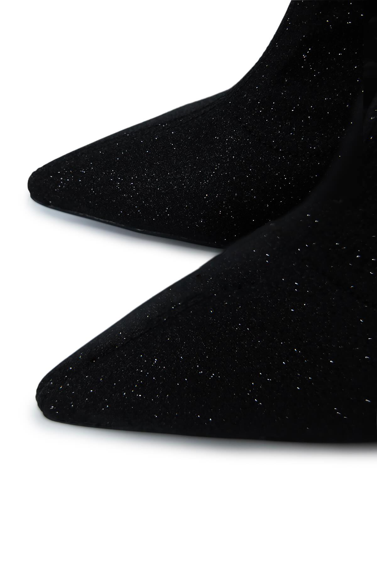 Tamer Tanca Kadın Tekstil Siyah Topuklu Bot