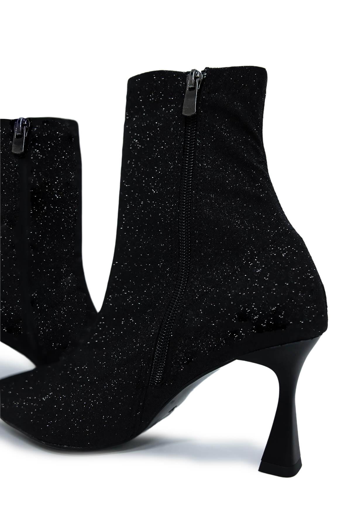 Tamer Tanca Kadın Tekstil Siyah Topuklu Bot