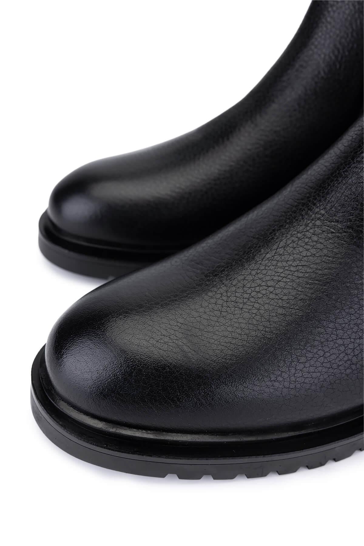 Tamer Tanca Erkek Hakiki Deri Siyah Floter Casual Bot