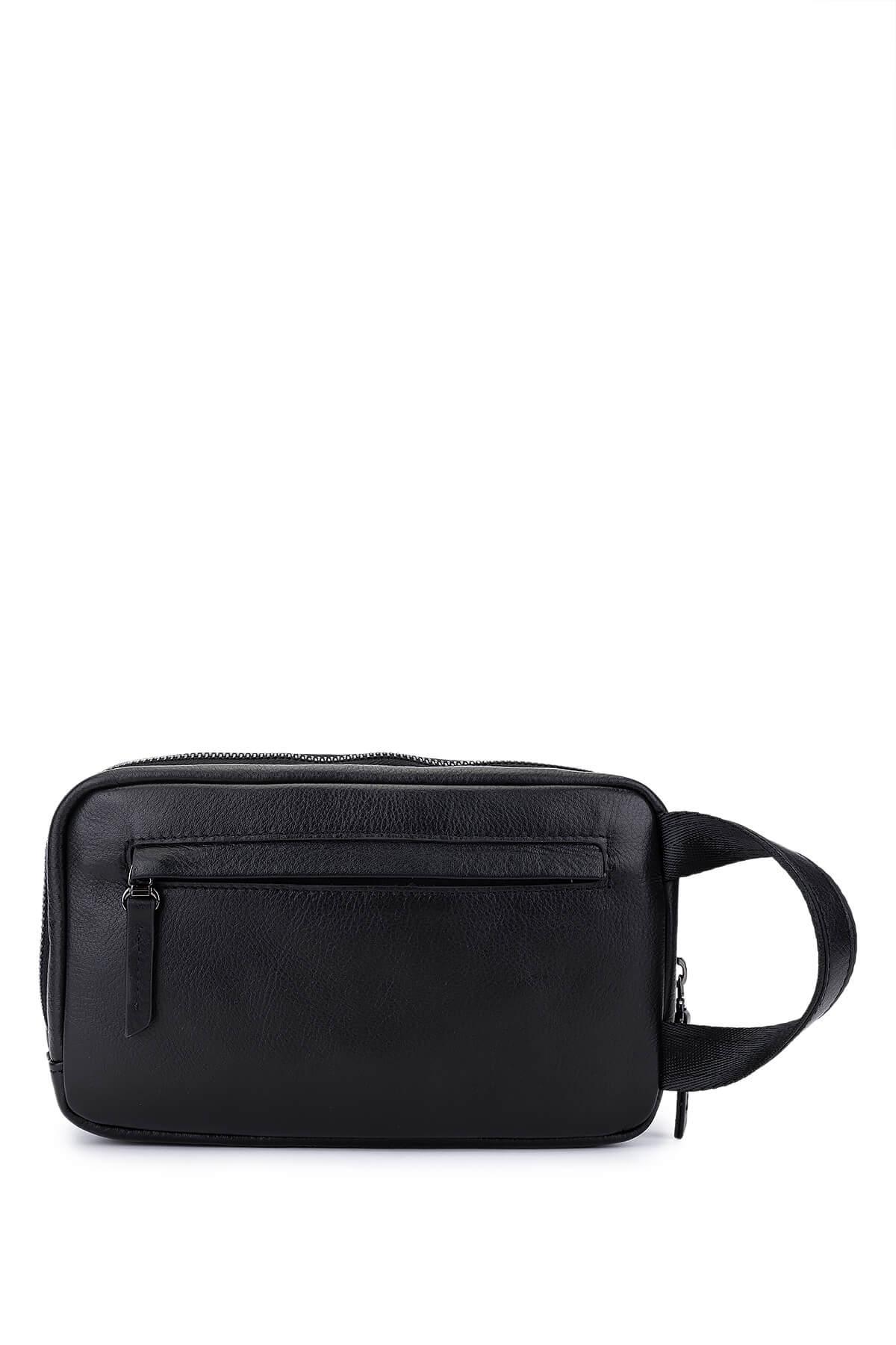 Tamer Tanca Erkek Hakiki Deri Siyah Deri El Çantası