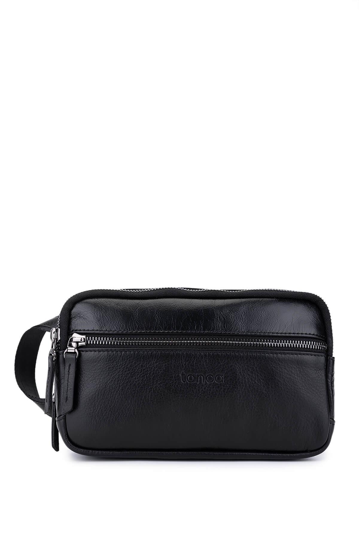 Tamer Tanca Erkek Hakiki Deri Siyah Deri El Çantası