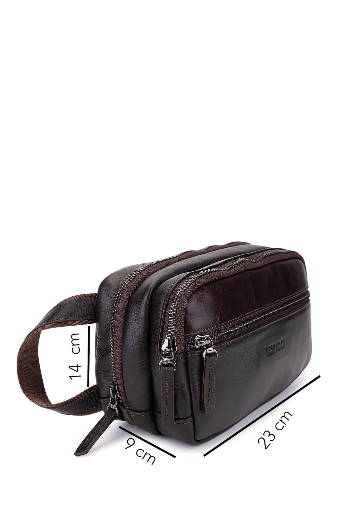 Tamer Tanca Erkek Hakiki Deri Kahverengi El Çantası