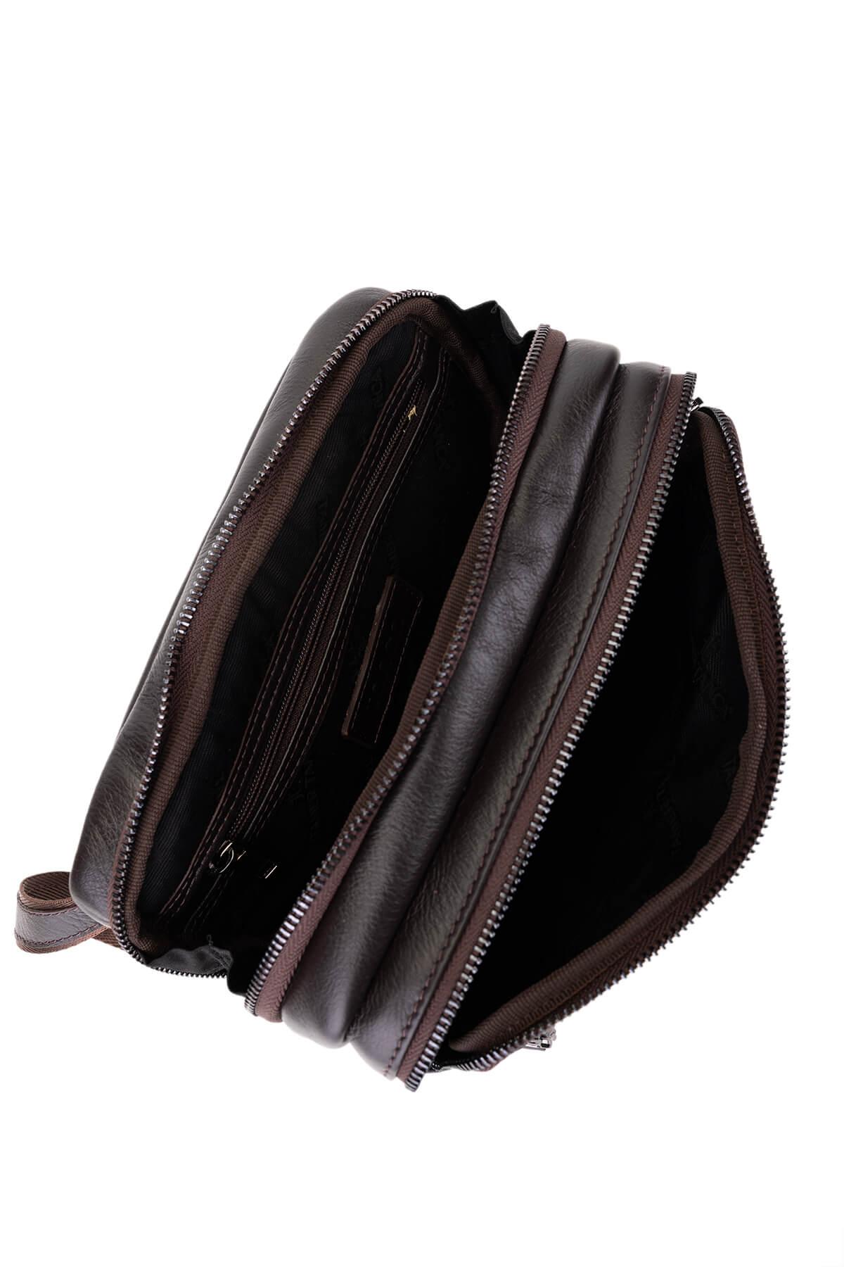 Tamer Tanca Erkek Hakiki Deri Kahverengi El Çantası