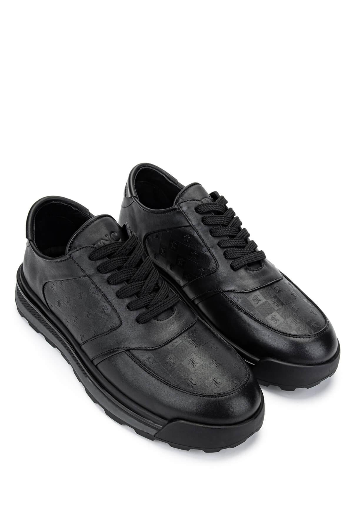 Tamer Tanca Erkek Hakiki Deri Sneakers & Spor Siyah Ayakkabı