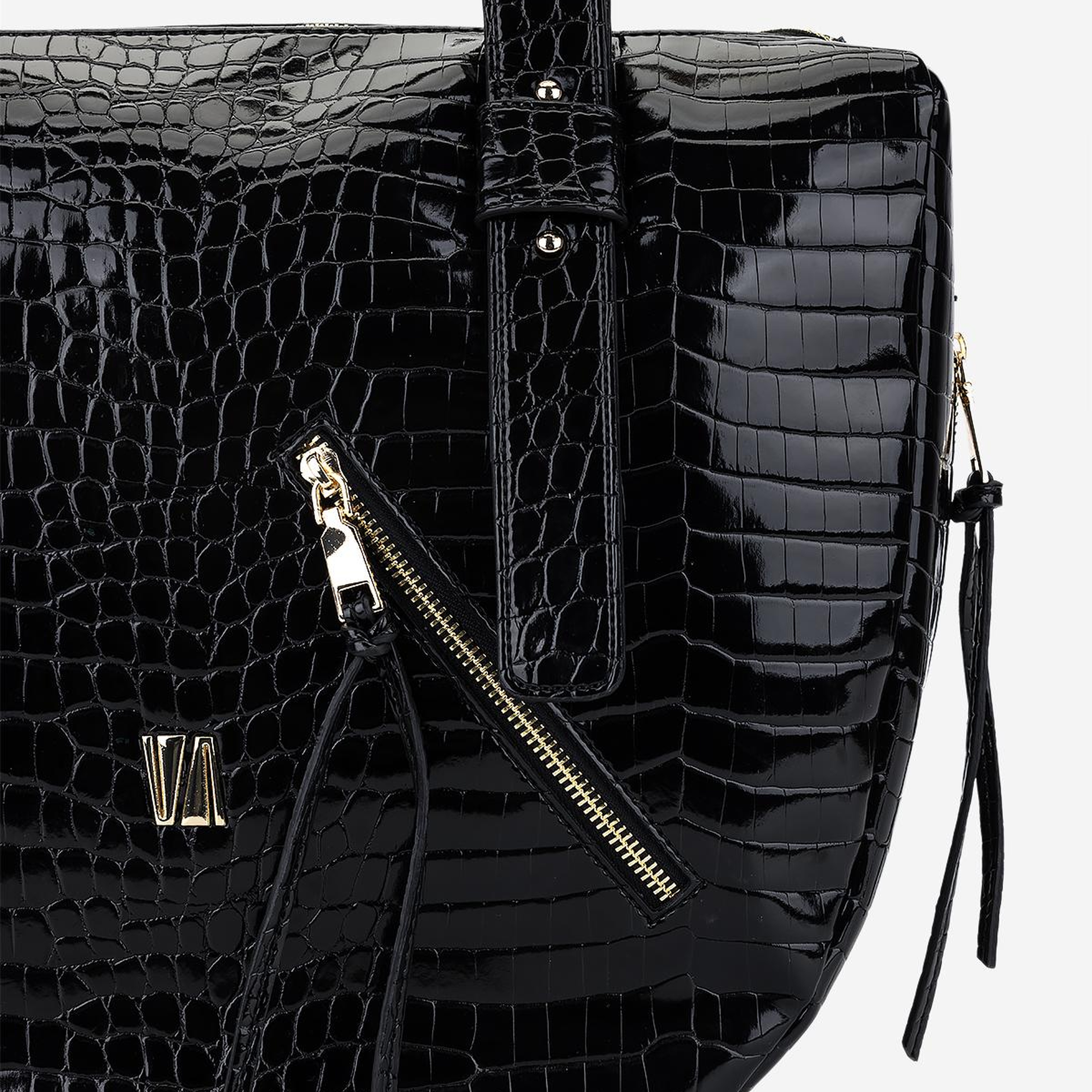 Valmenti Kadın Suni Deri Siyah Kroko Omuz Çanta
