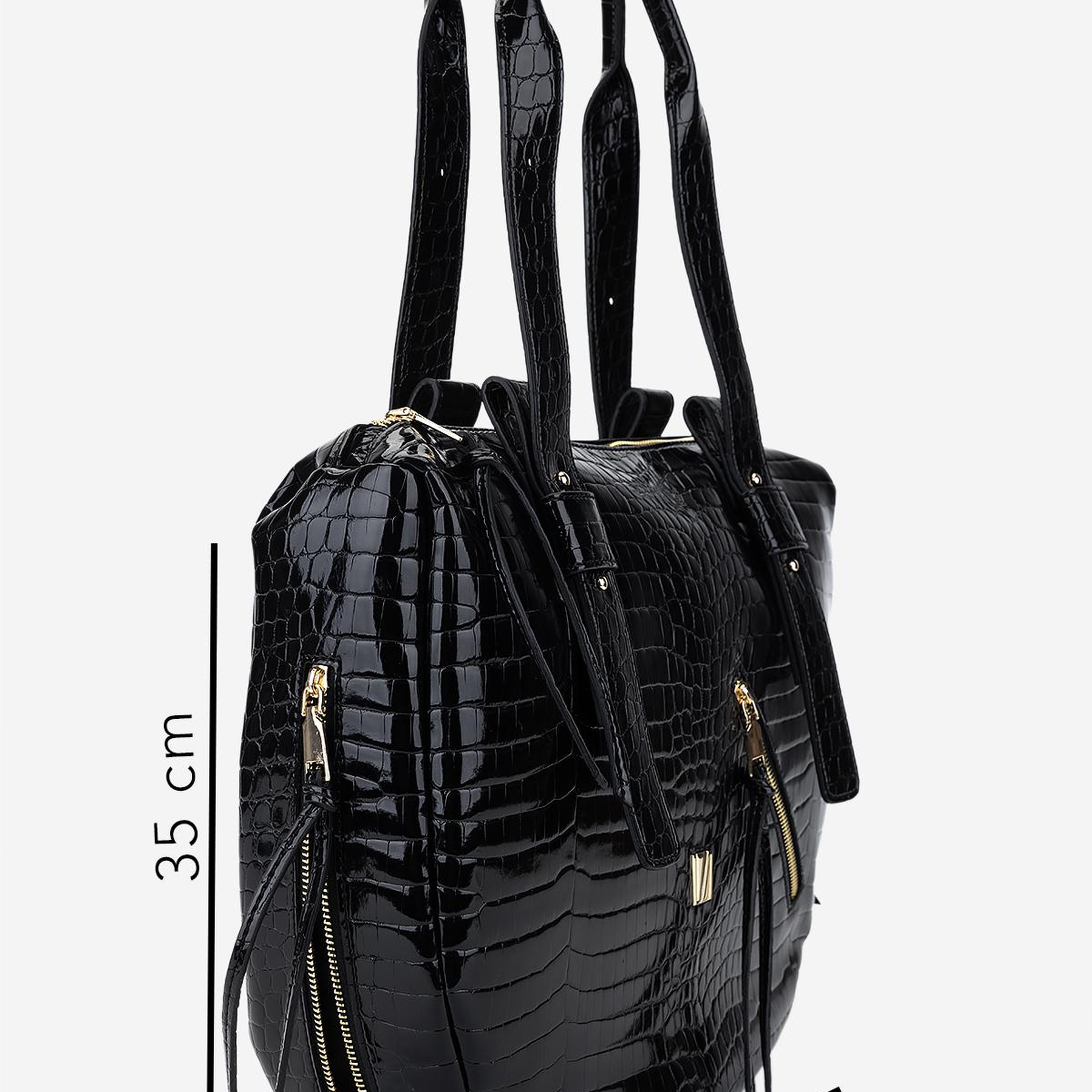 Valmenti Kadın Suni Deri Siyah Kroko Omuz Çanta