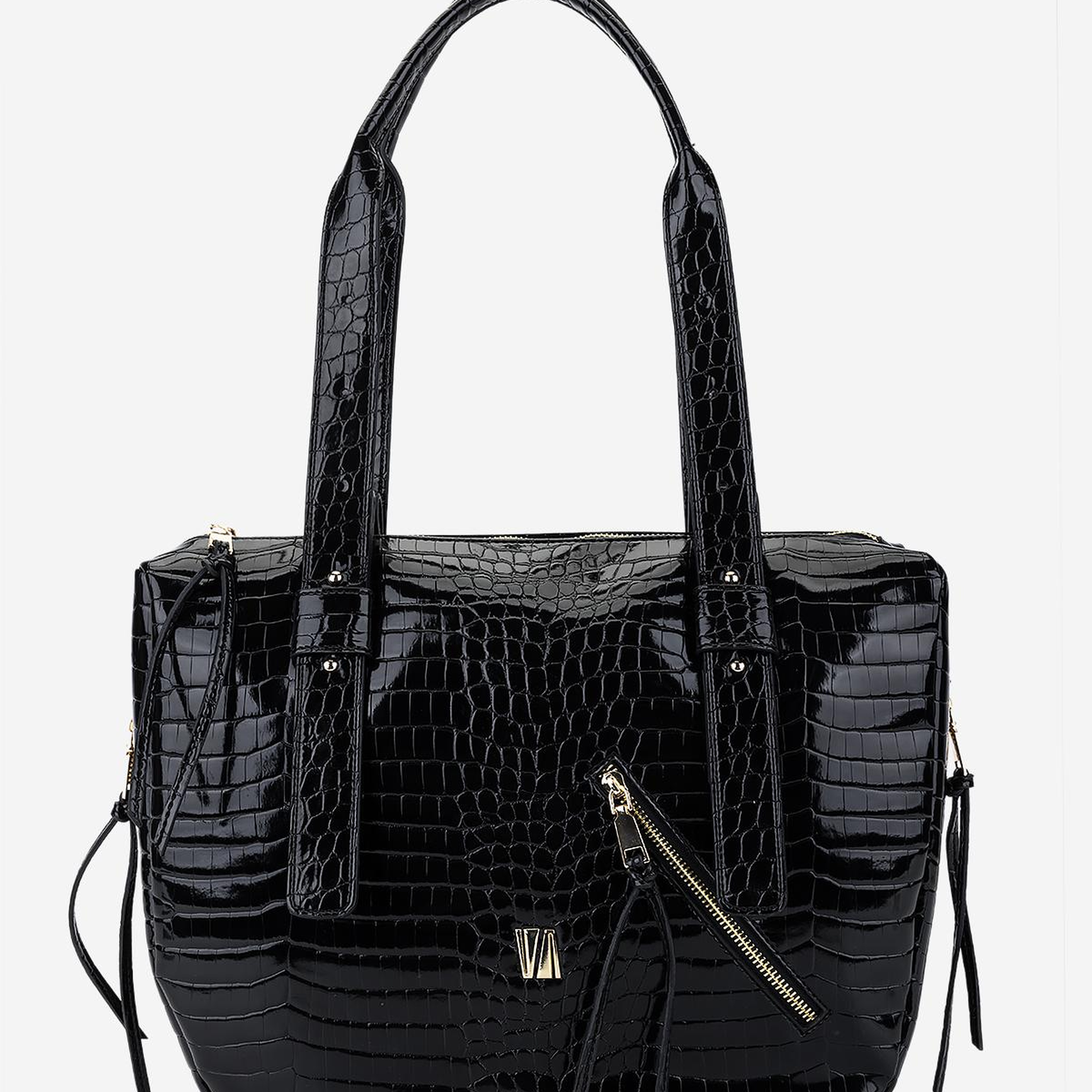 Valmenti Kadın Suni Deri Siyah Kroko Omuz Çanta