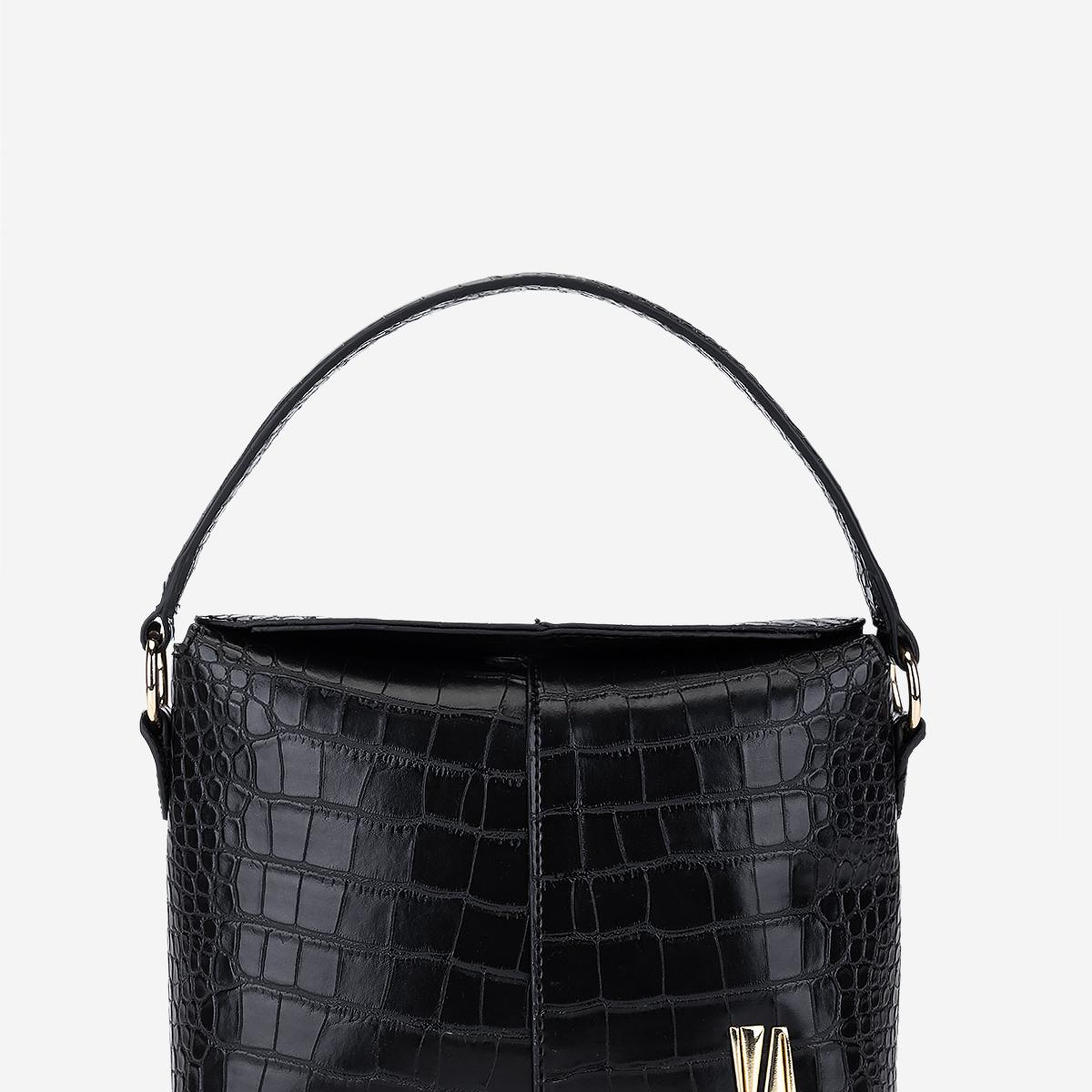 Valmenti Kadın Suni Deri Siyah Kroko Omuz Çanta