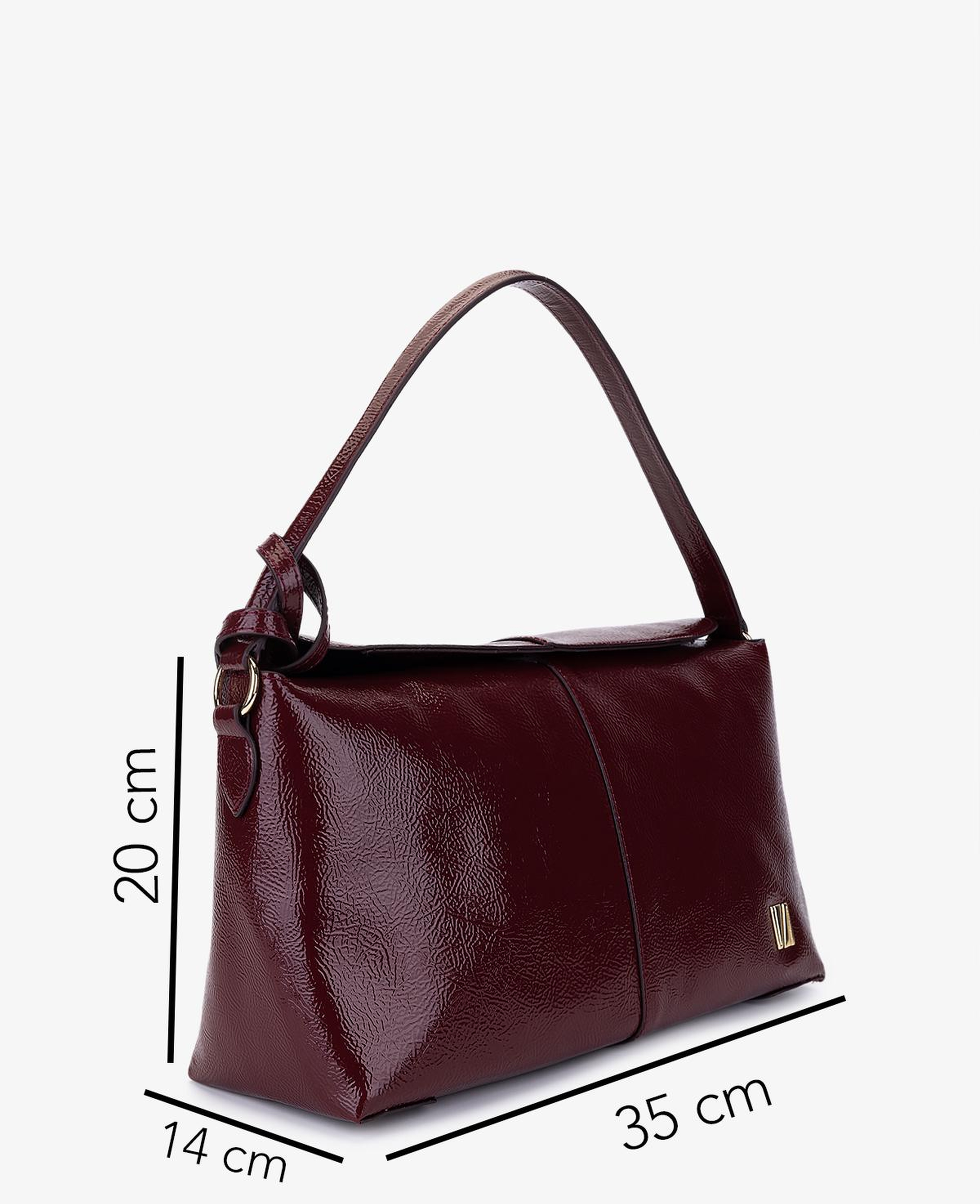 Valmenti Kadın Suni Deri Bordo Rugan Kol Çantası