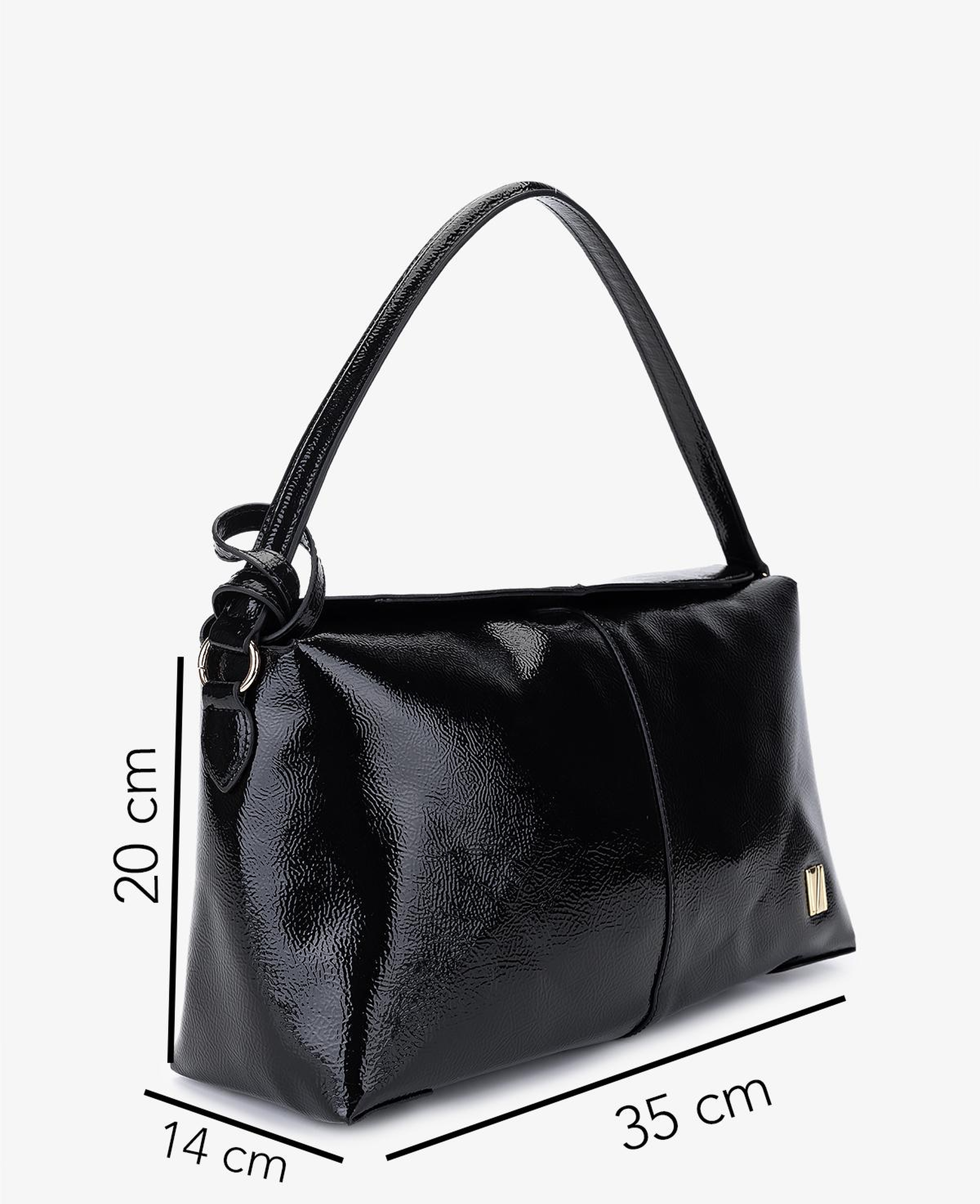 Valmenti Kadın Suni Deri Siyah Kırışık Rugan Kol Çantası