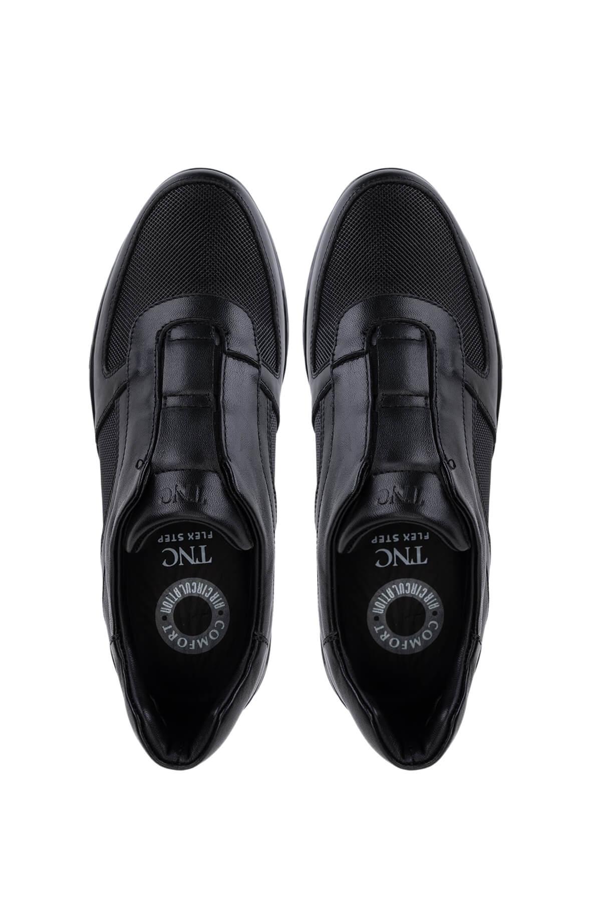 Tamer Tanca Erkek Hakiki Deri Siyah Sneakers & Spor Bot