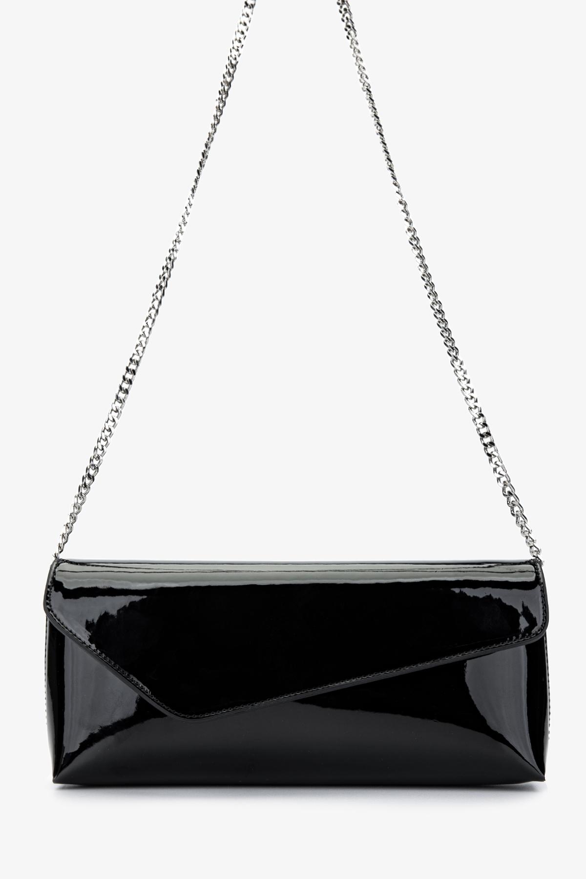 Valmenti Kadın Suni Deri Siyah Rugan Abiye Çanta