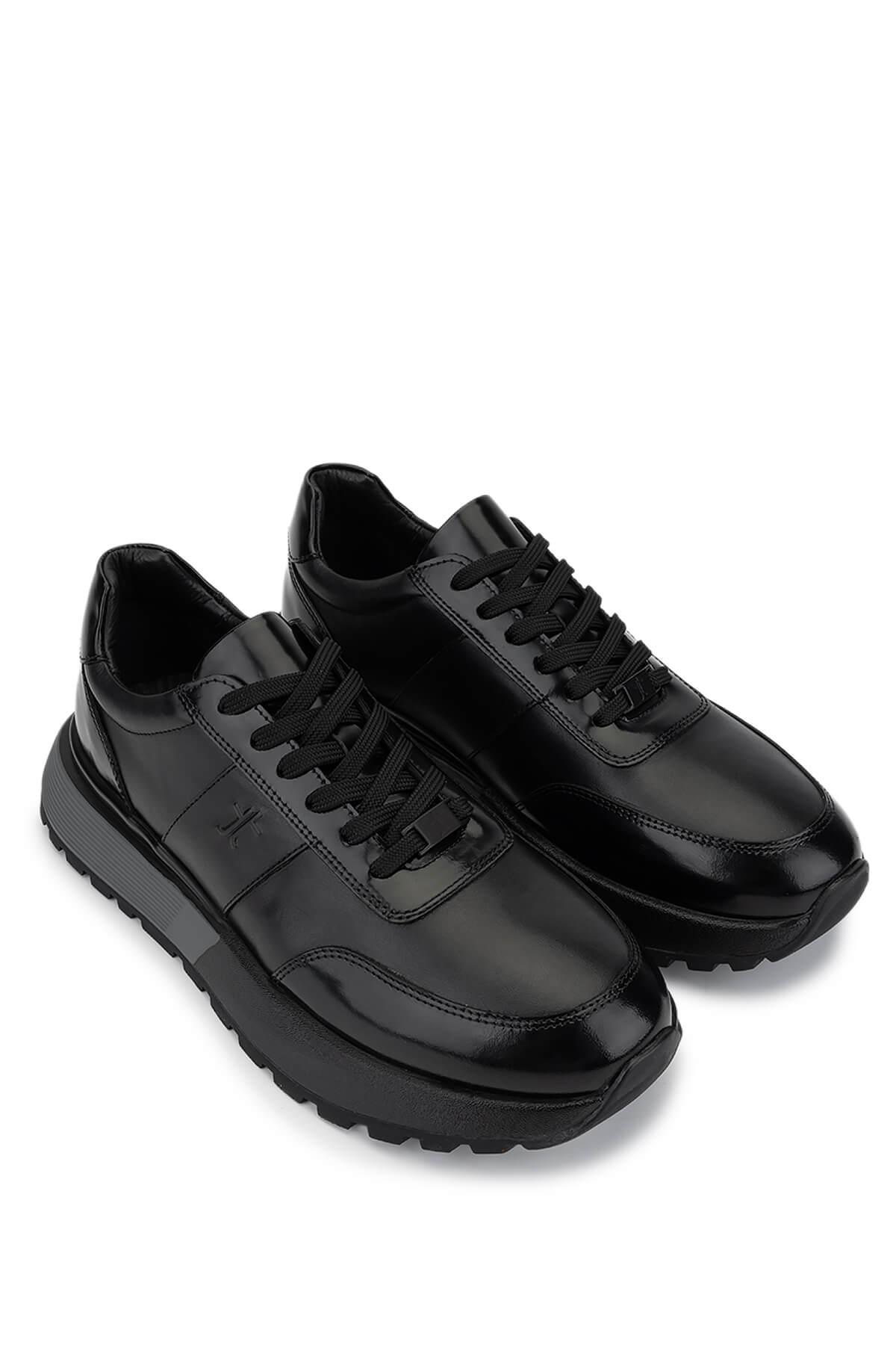 Tamer Tanca Erkek Hakiki Deri Siyah Açma Sneakers & Spor Ayakkabı