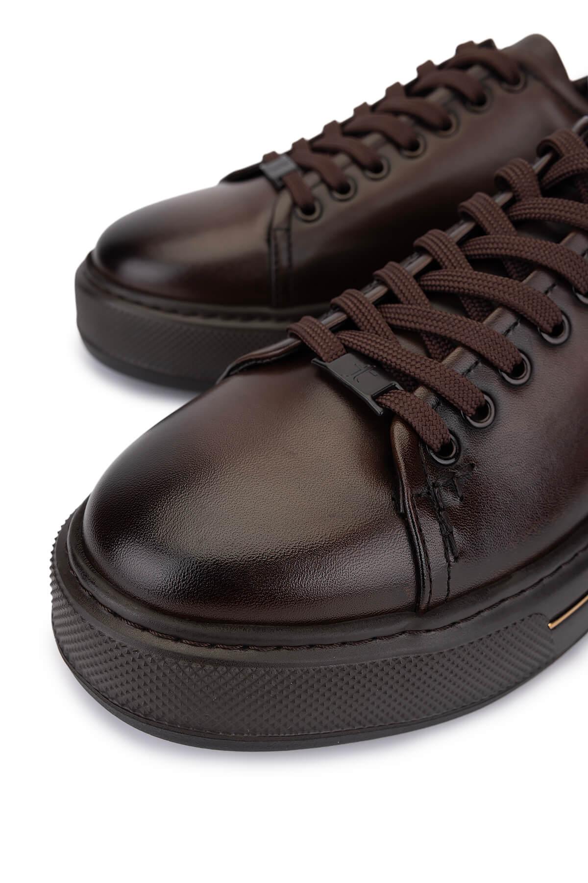 Tamer Tanca Erkek Hakiki Deri Kahverengi Sneakers & Spor Ayakkabı
