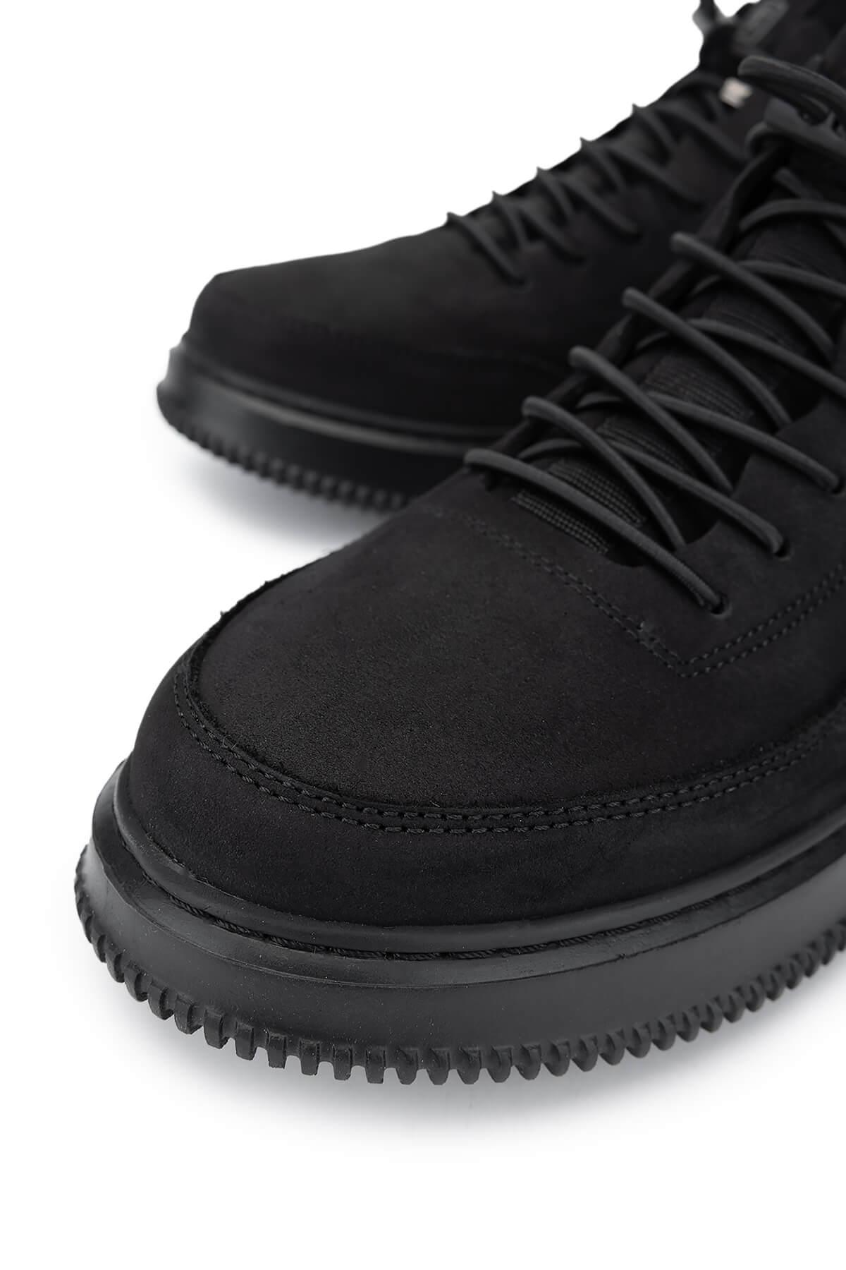 Tamer Tanca Erkek Hakiki Deri Siyah Nubuk Sneakers & Spor Ayakkabı