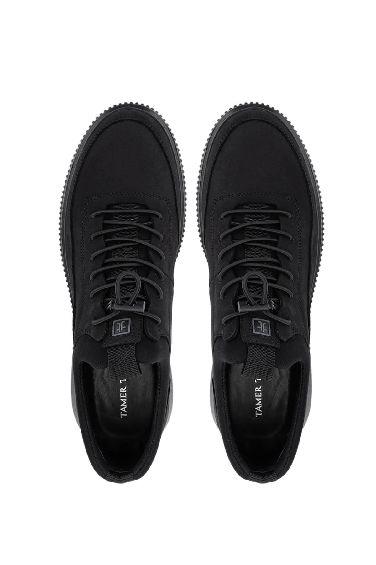 Tamer Tanca Erkek Hakiki Deri Siyah Nubuk Sneakers & Spor Ayakkabı