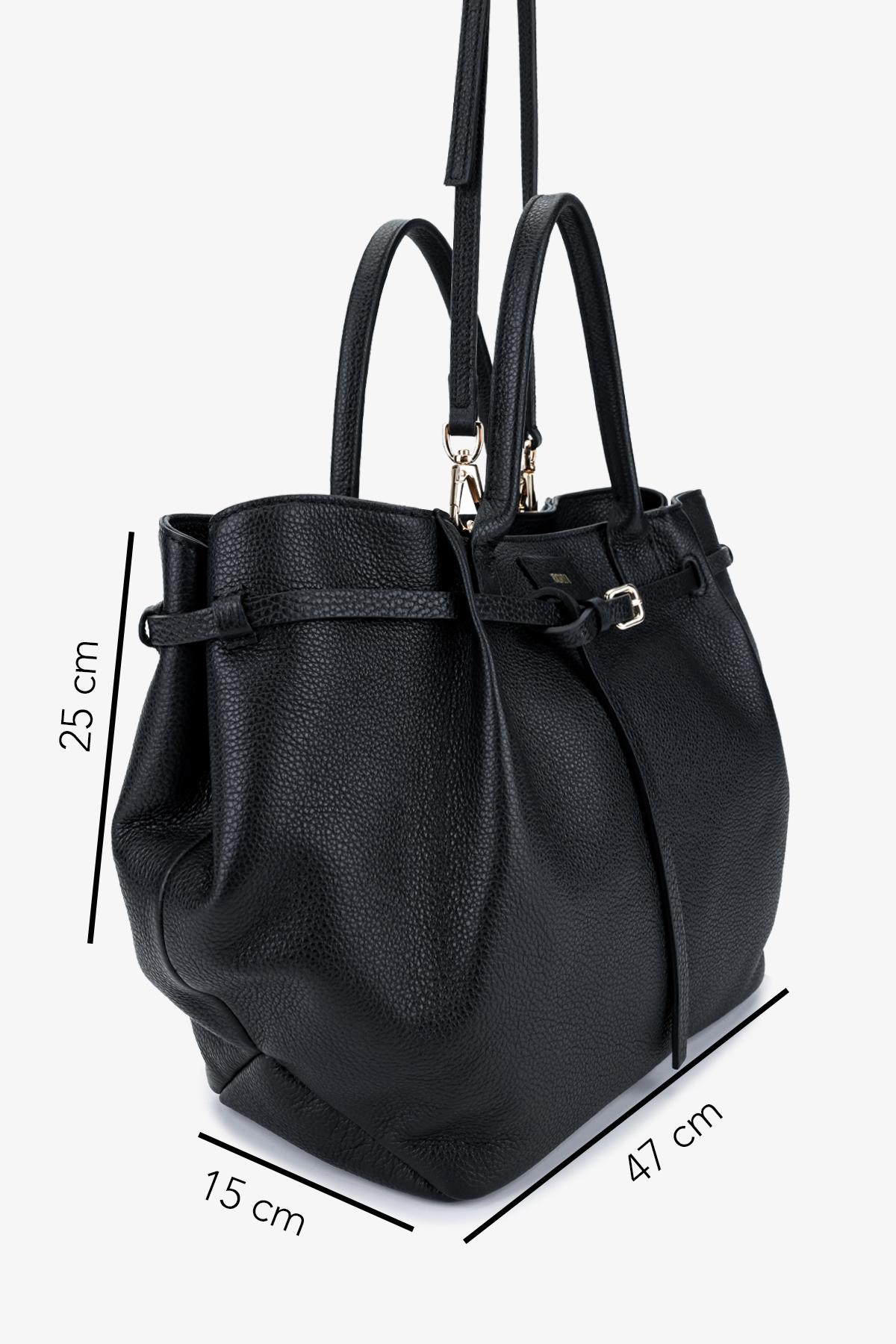 Valmenti Kadın Hakiki Deri Siyah Omuz Çanta