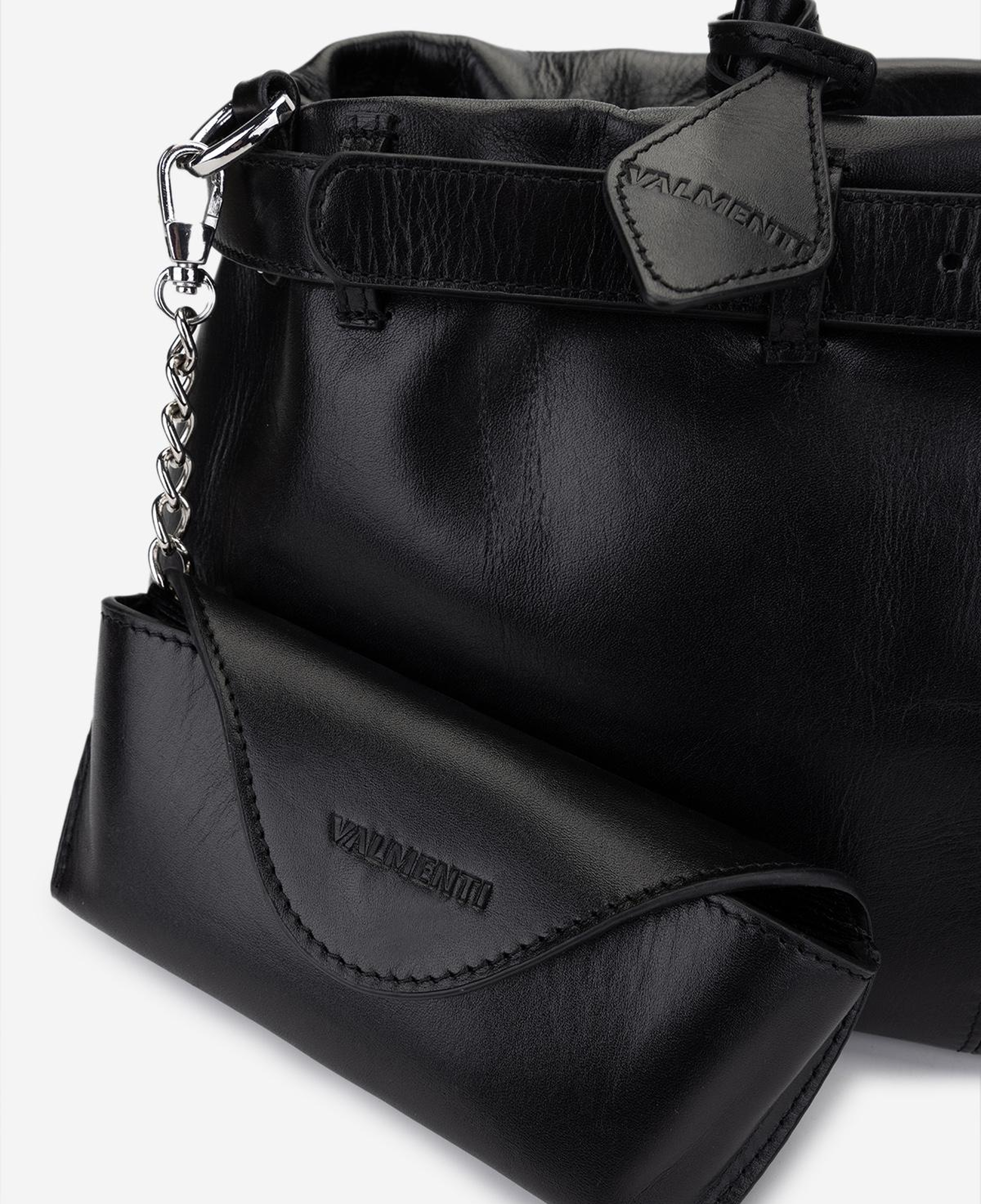 Valmenti Kadın Hakiki Deri Siyah Kol Çantası