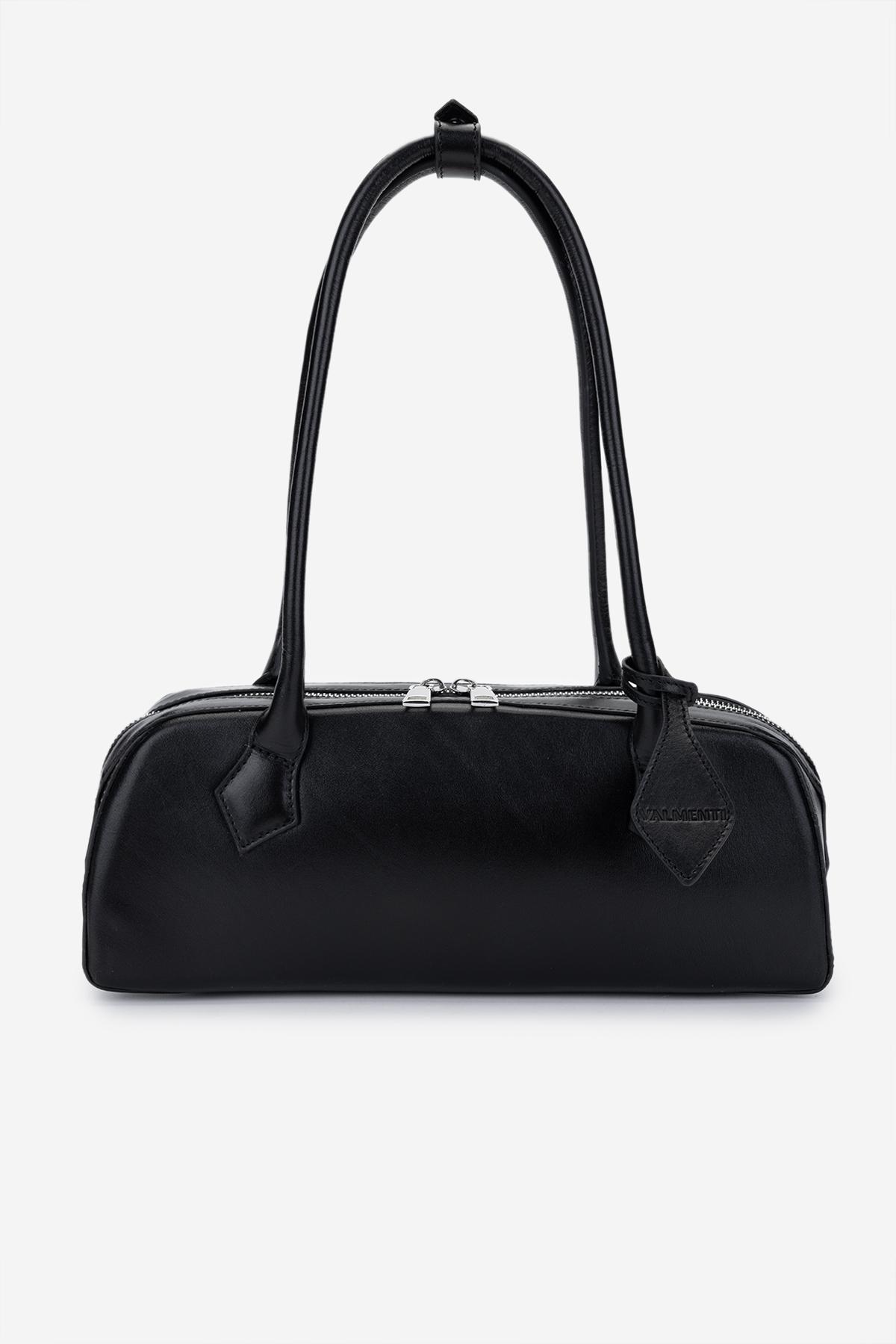 Valmenti Kadın Hakiki Deri Siyah Kol Çantası