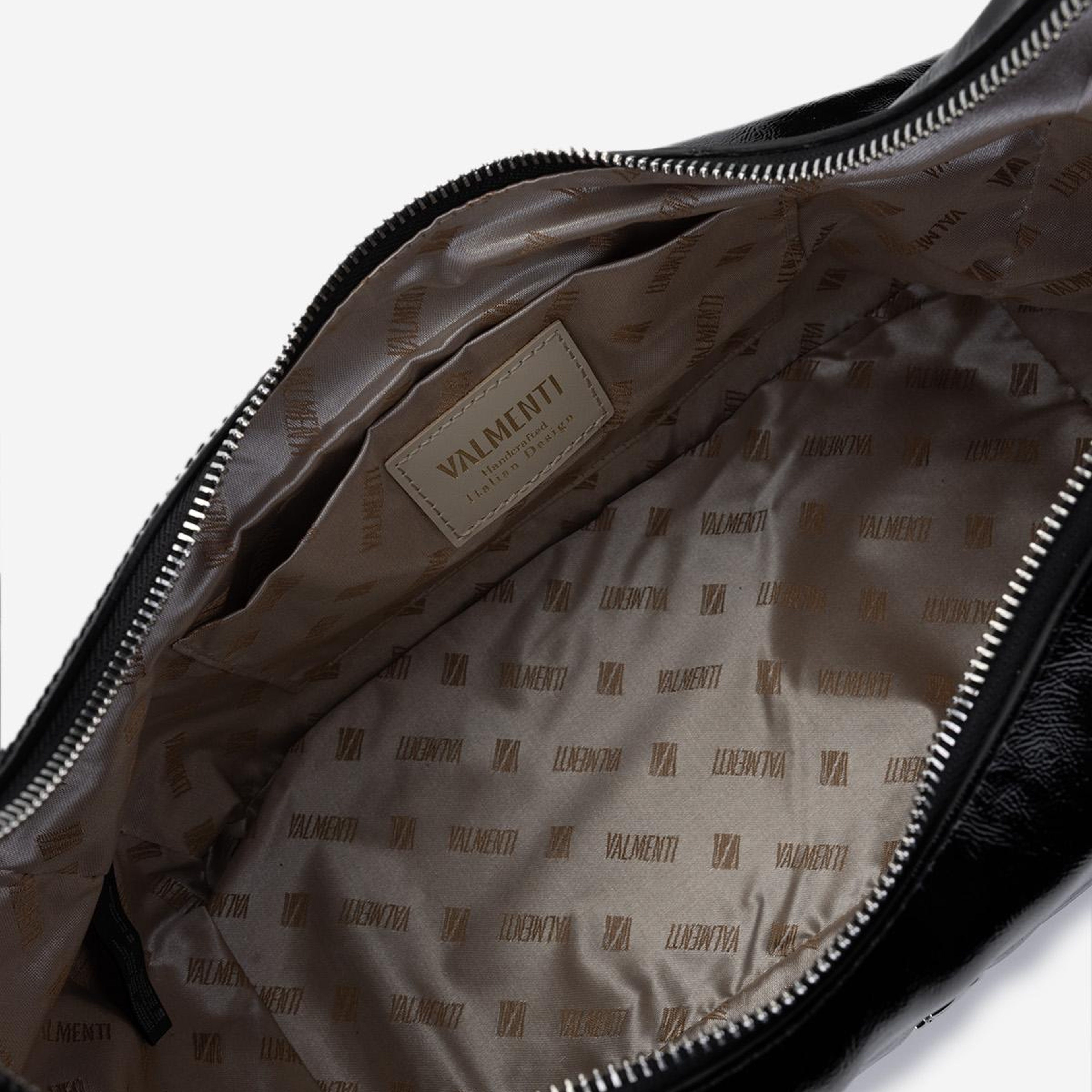 Valmenti Kadın Hakiki Deri Siyah Kırışık Rugan Omuz Çanta