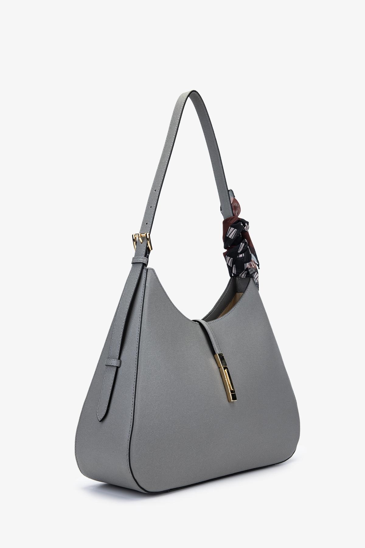 Valmenti Kadın Hakiki Deri Gri Omuz Çanta