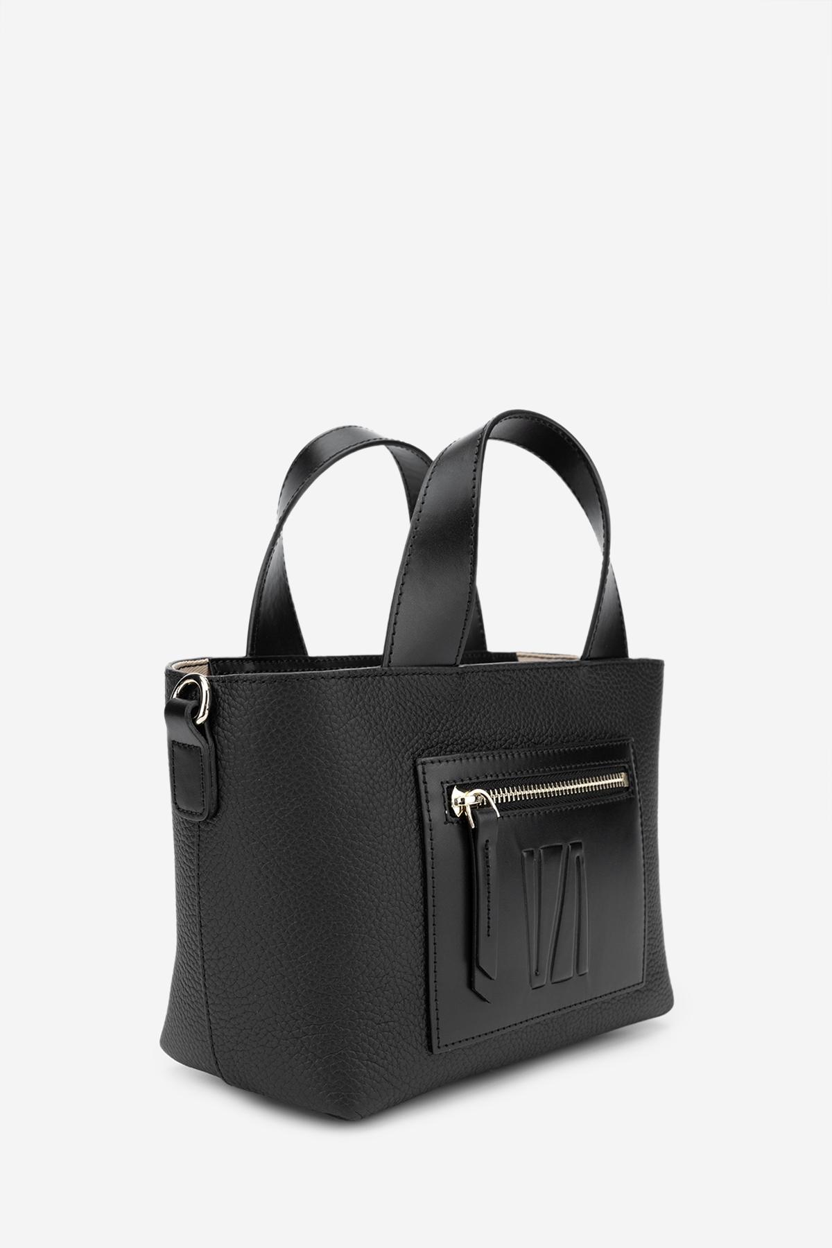 Valmenti Kadın Hakiki Deri Siyah El Çantası