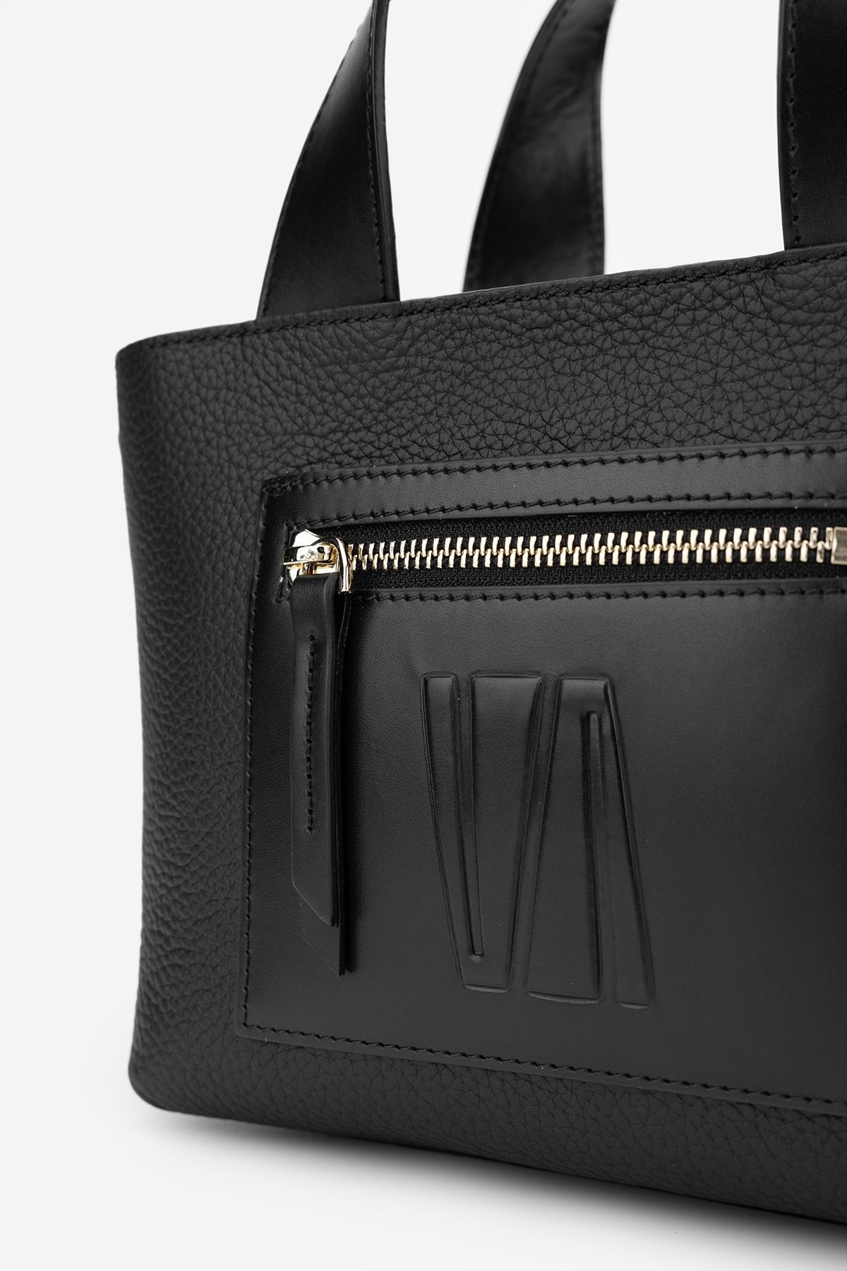 Valmenti Kadın Hakiki Deri Siyah El Çantası