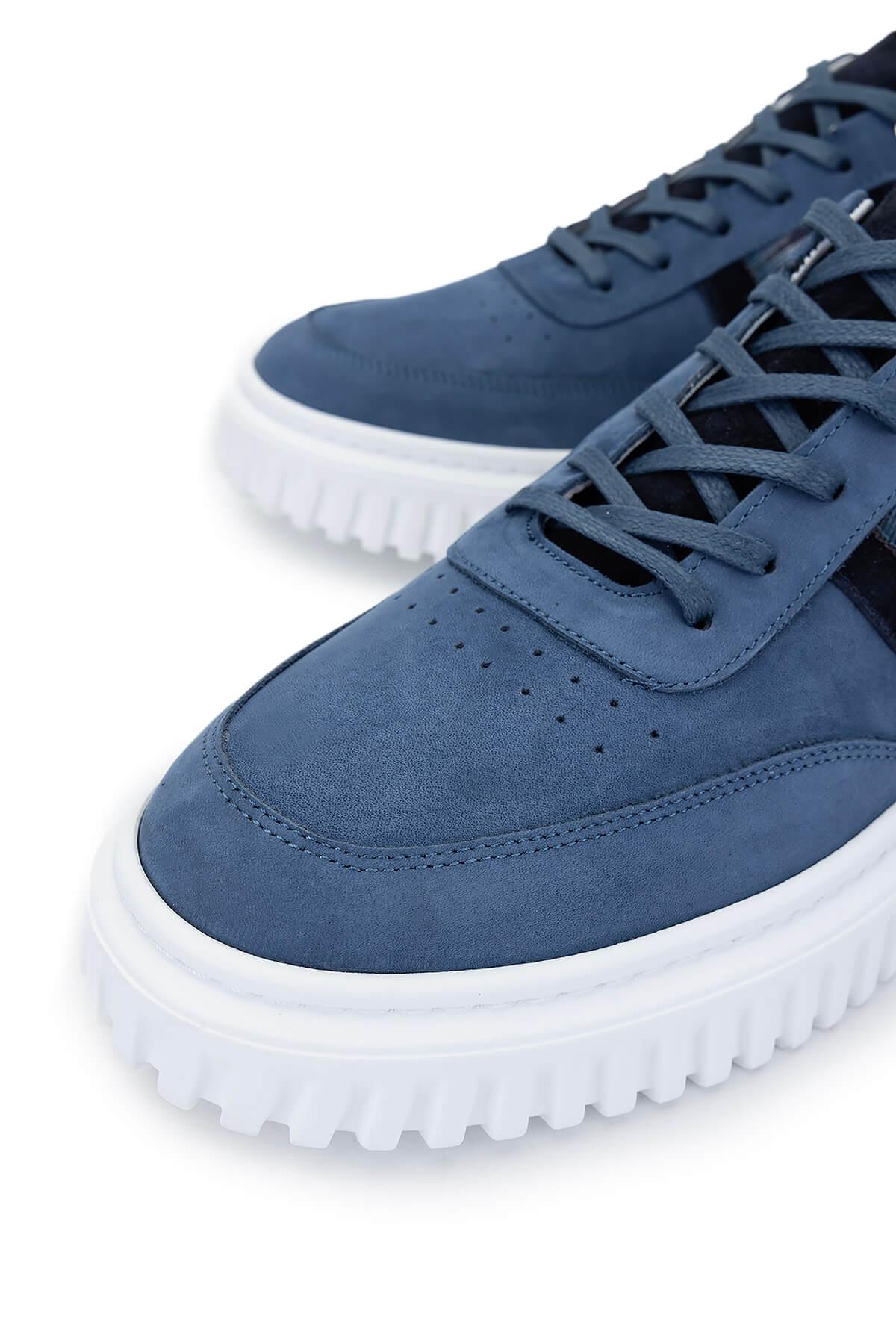 Tamer Tanca Erkek Hakiki Deri Mavi Sneakers & Spor Ayakkabı
